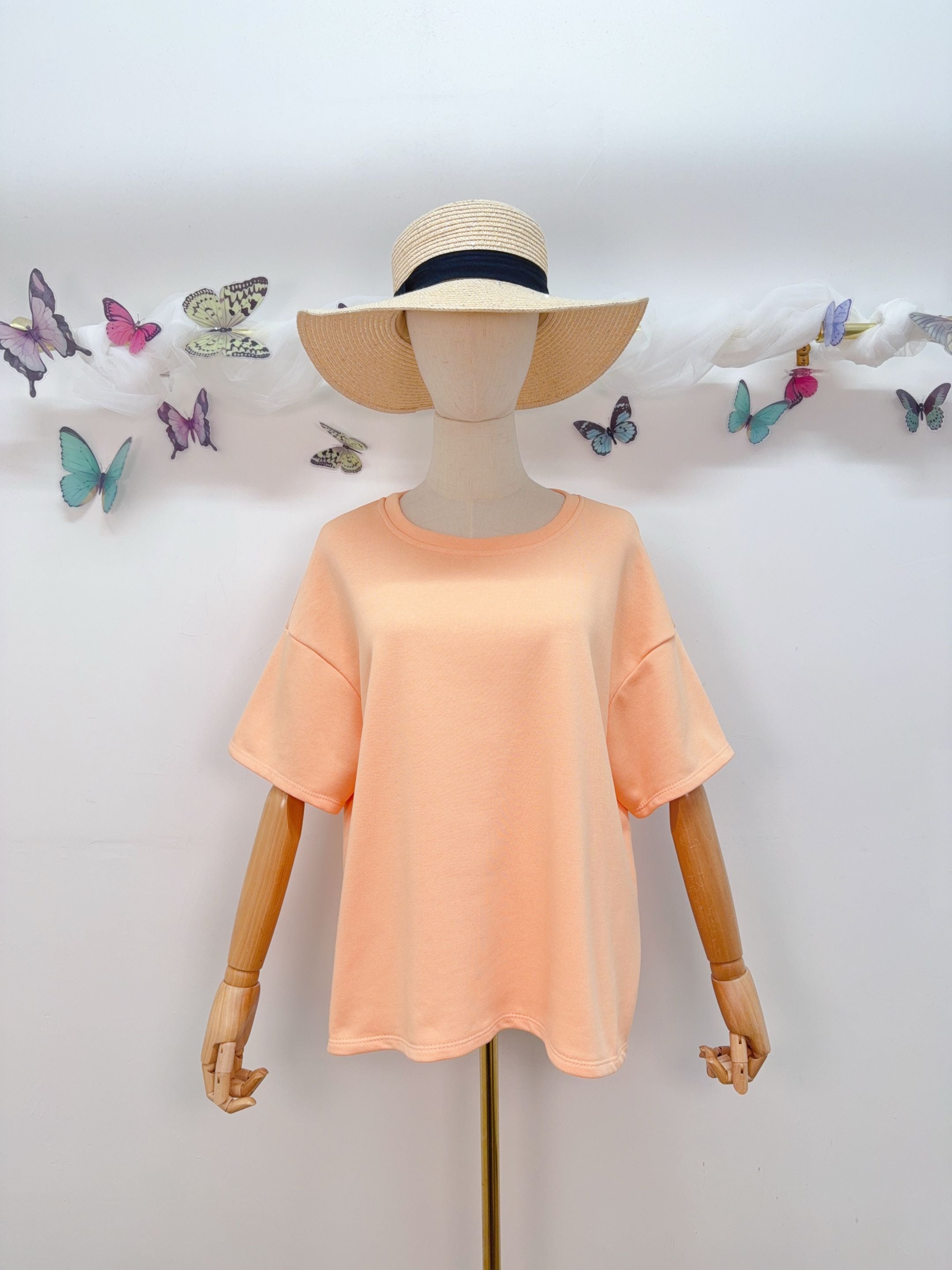 Tee shirt GOOD VIBES matière sweat - ALESSIA Pêche