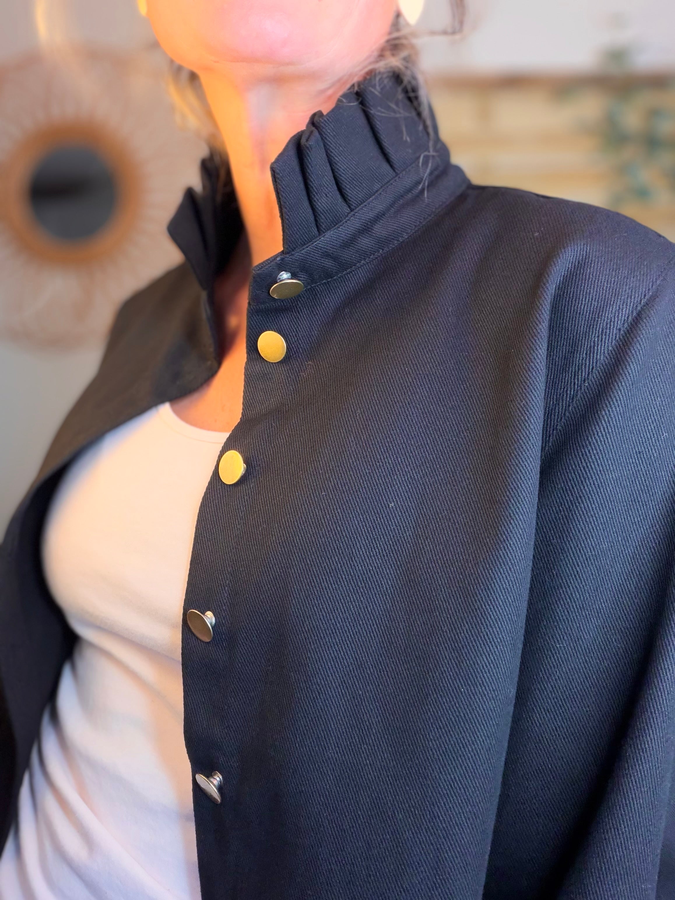 ⚡️ ARRIVAGE - Veste / Chemise en coton, col victorien volanté Beige taupe HILLARY - Noir