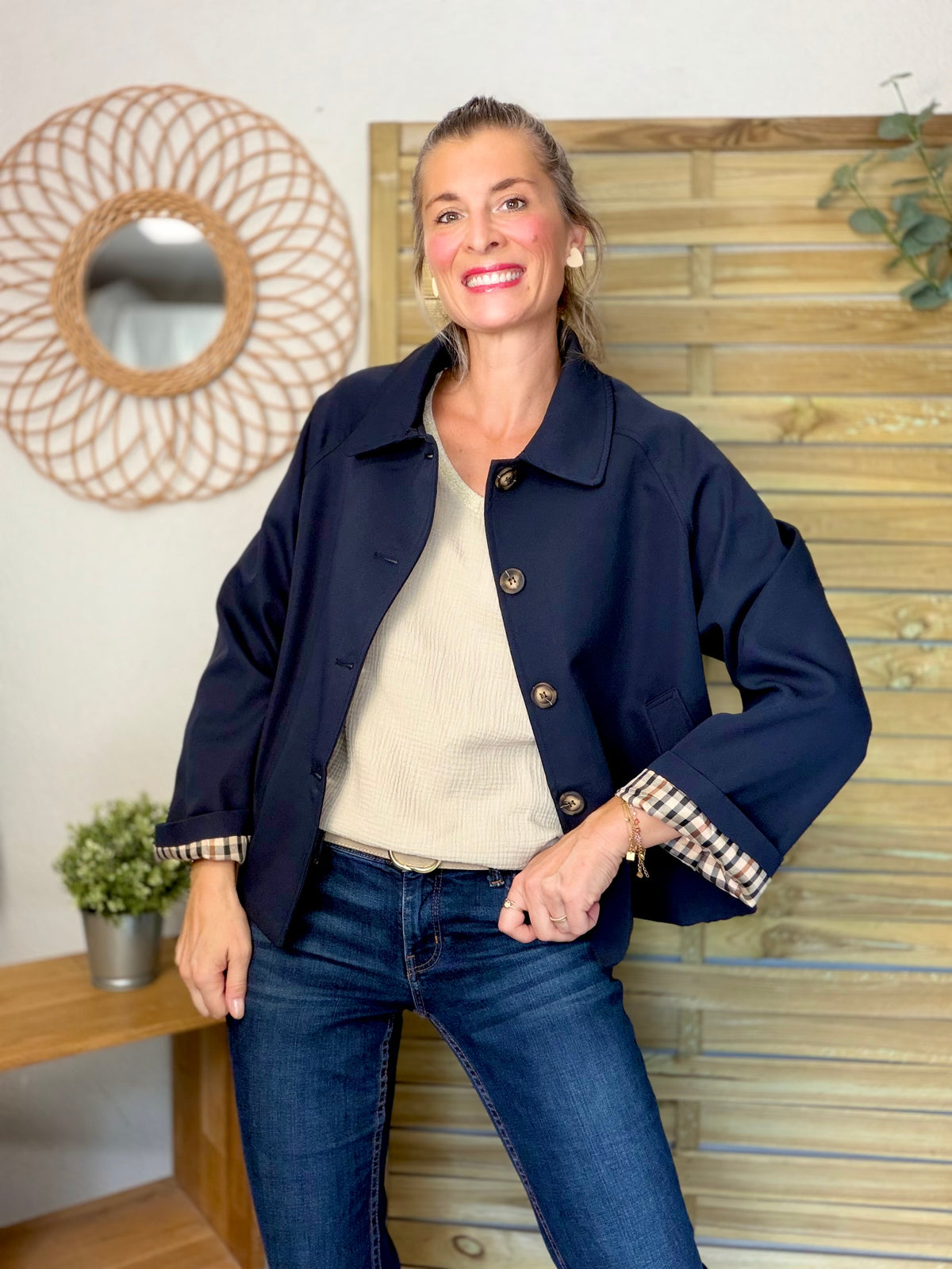 ⚡️ ARRIVAGE • Veste Trench, doublure à carreaux DANA Bleu marine