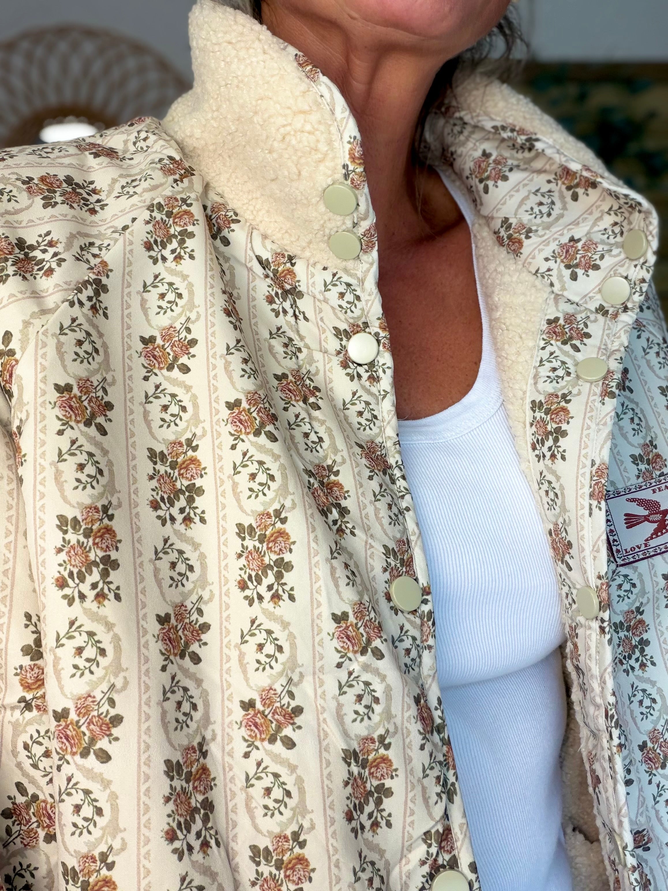 Veste réversible Sherpa ODETTE Beige / Fleurie