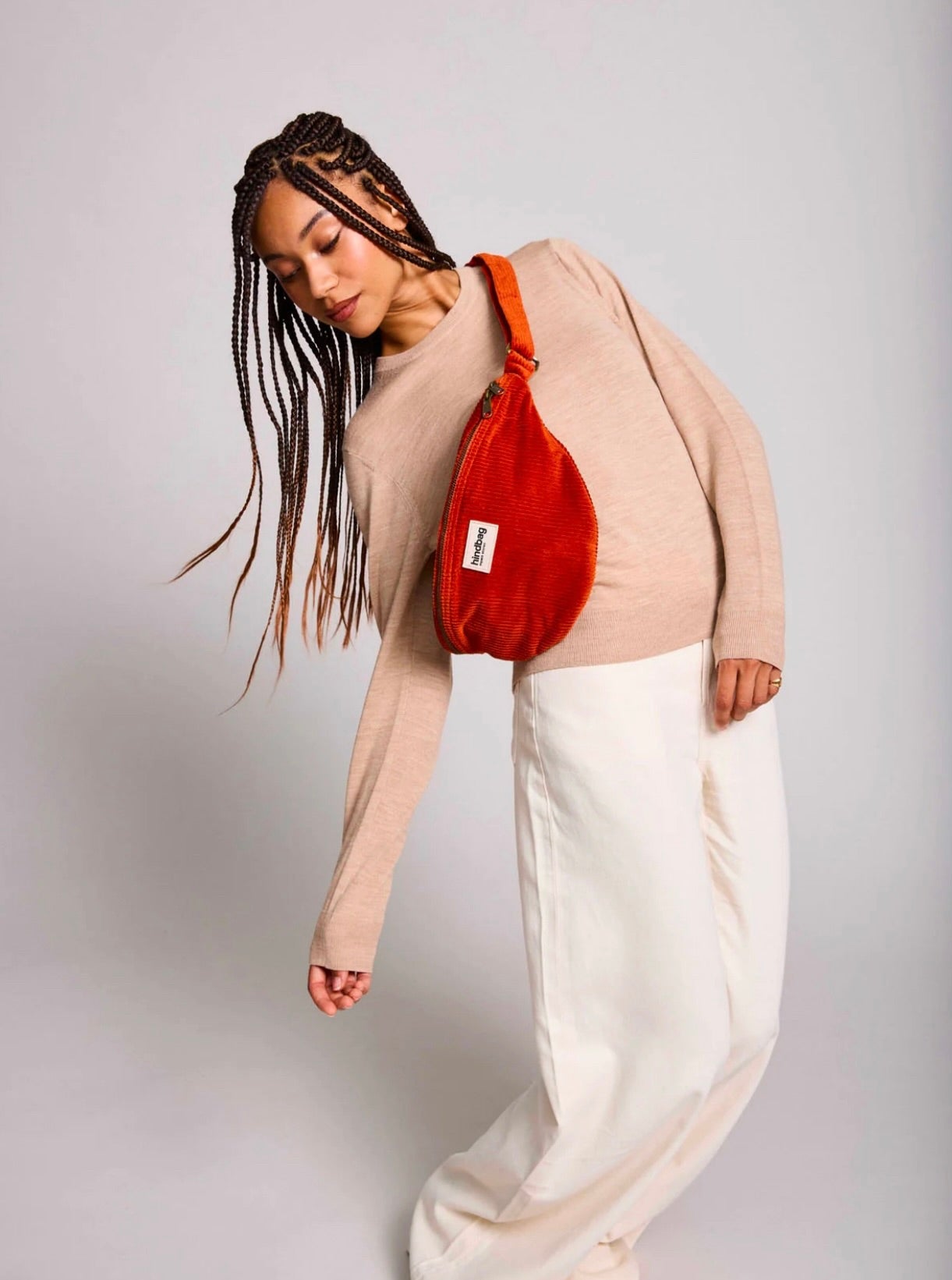 Sac banane XL HINDBAG Sasha Velours Brique