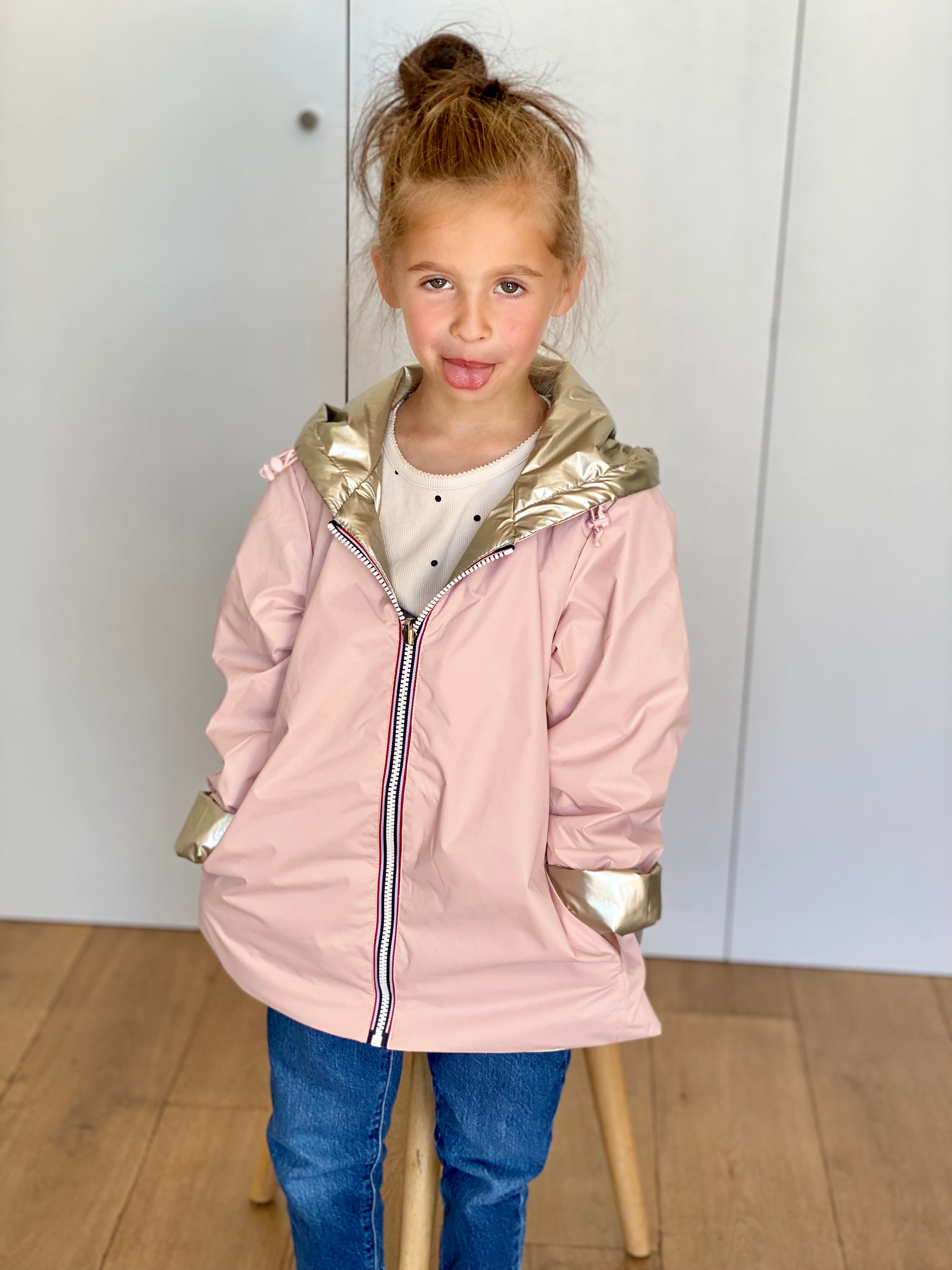 Imperméable réversible rembourré LOUISON KIDS enfant (mixte) - Rose clair / Doré