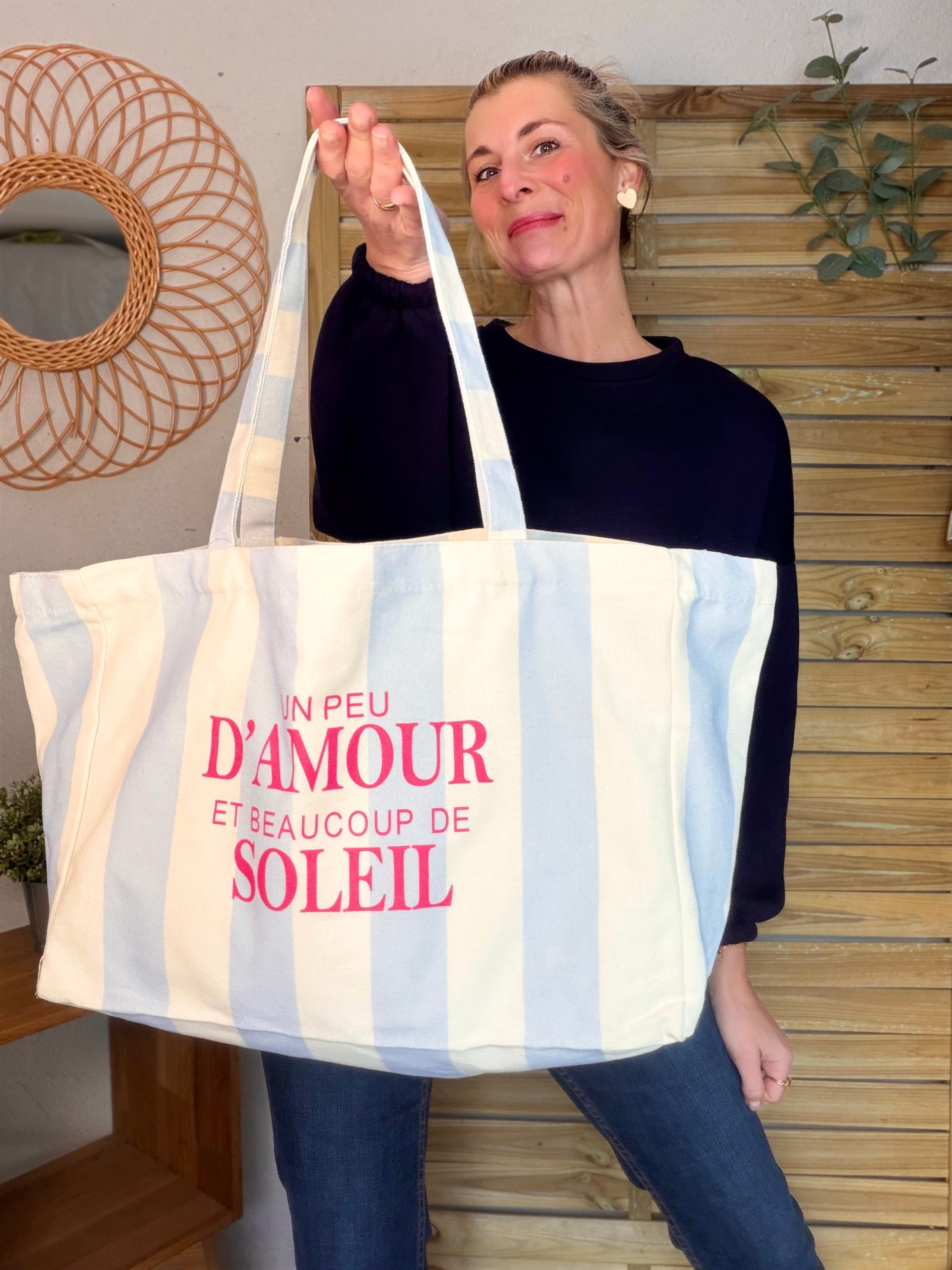 Grand cabas Tote bag un peu d’amour et beaucoup de soleil ELSY