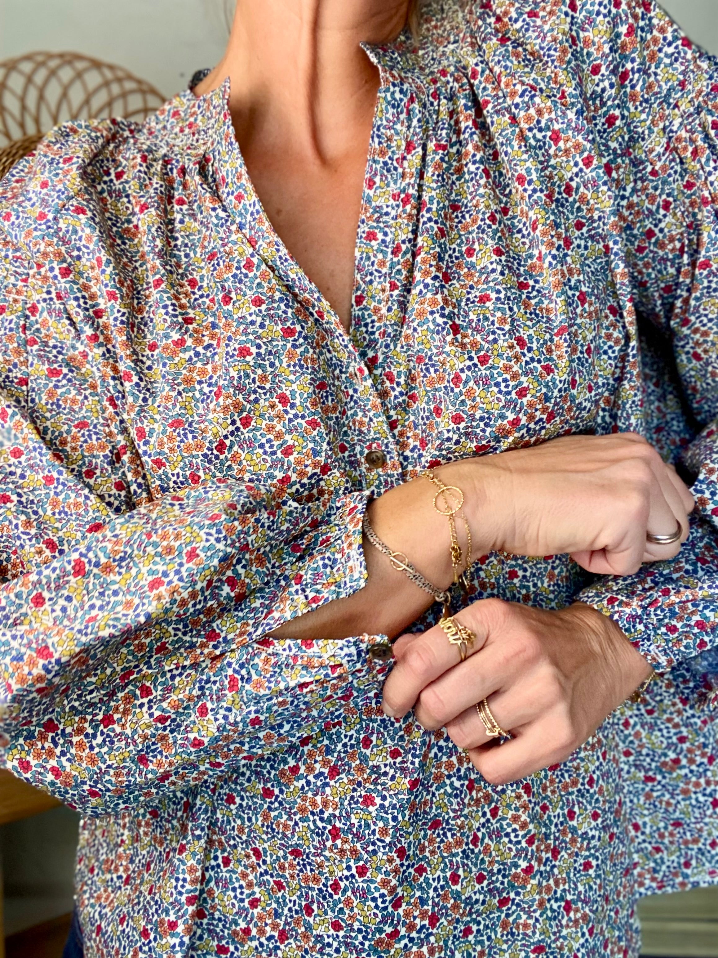 Blouse ample Liberty bleu EDWIGE