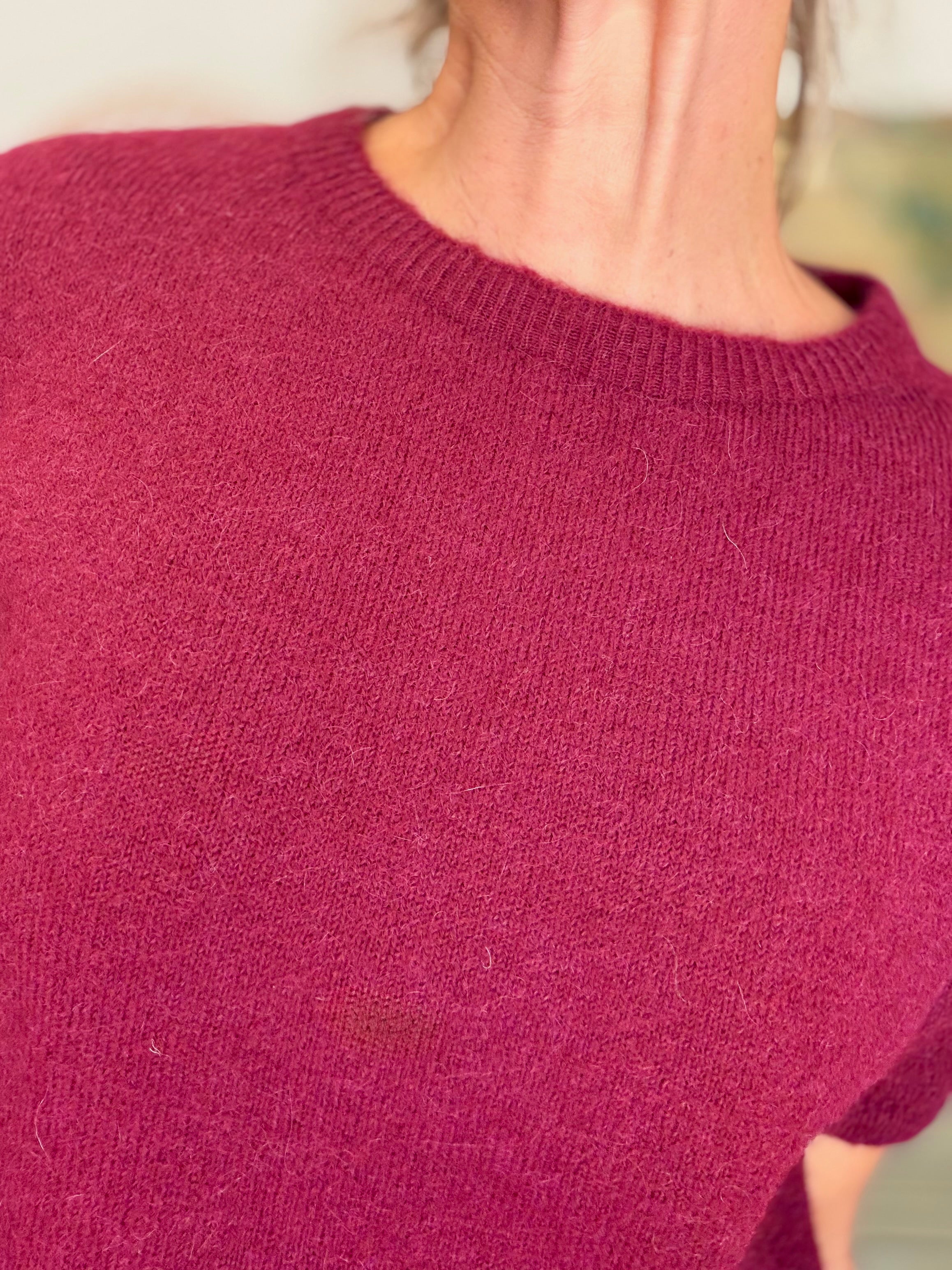 Pull laine et alpaga PEGGY - Bordeaux