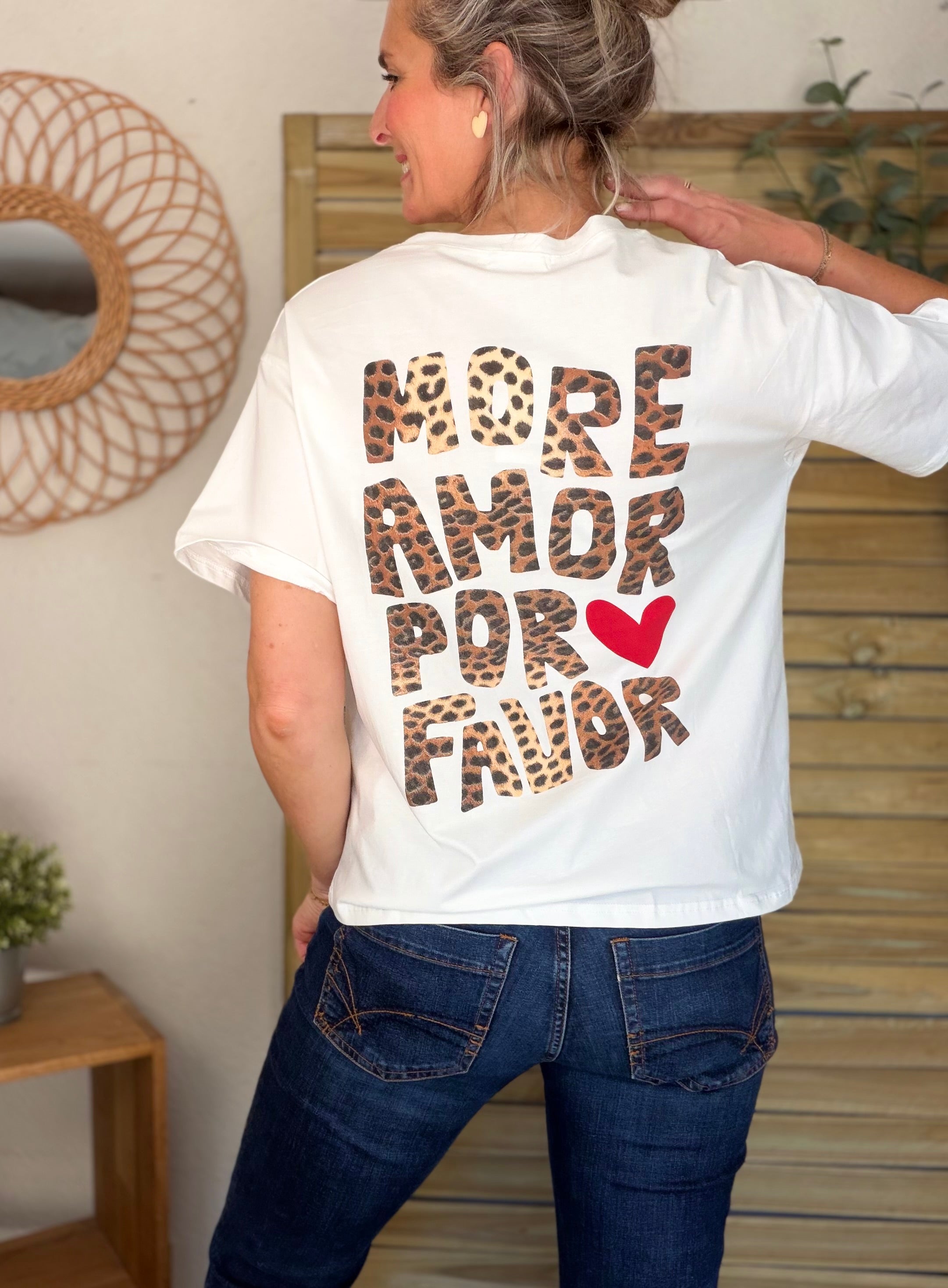 Tee shirt MORE AMOR POR FAVOR - RITA Blanc/Léo
