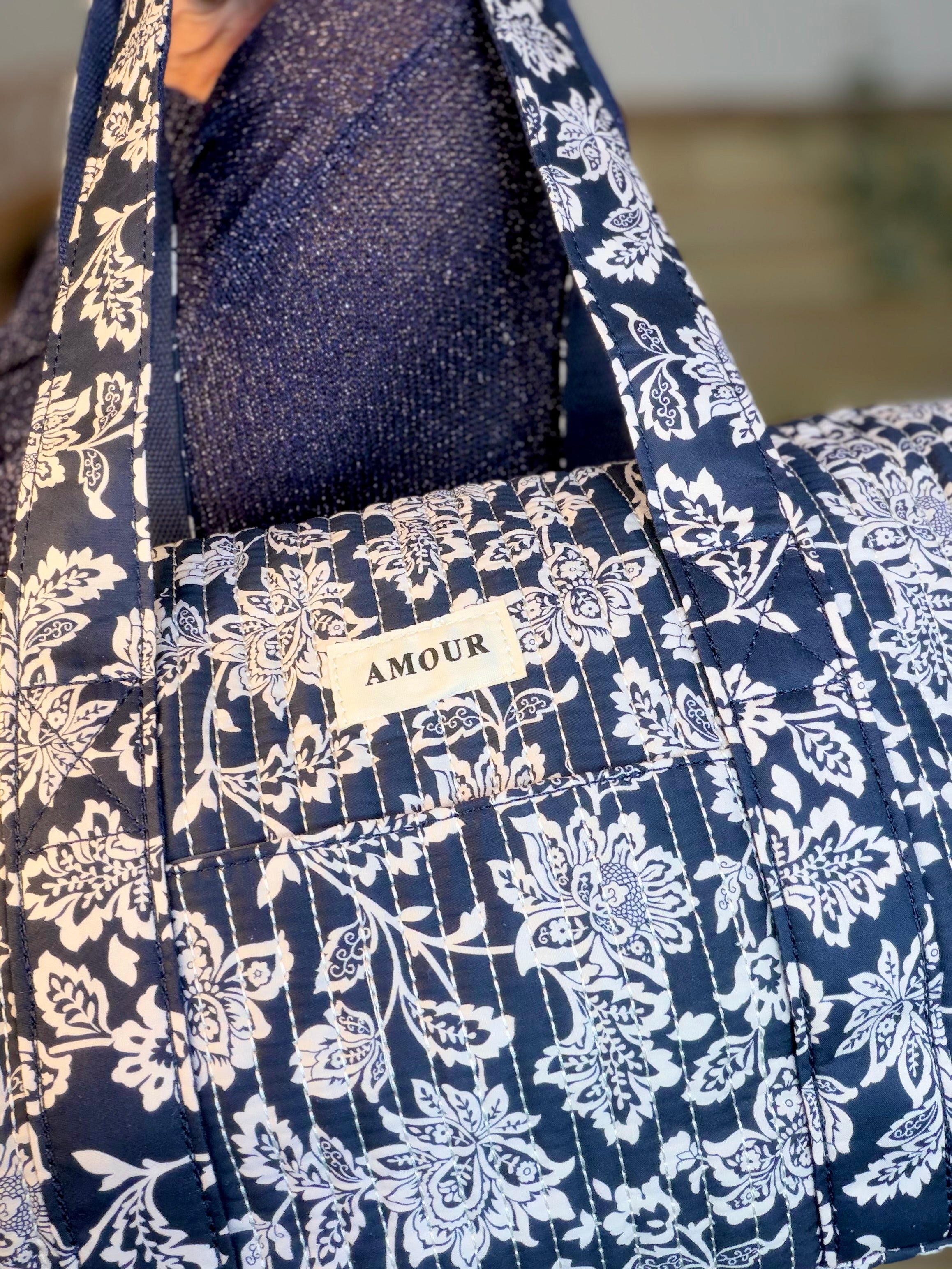 Sac polochon imprimé TARA - Fleuri Marine