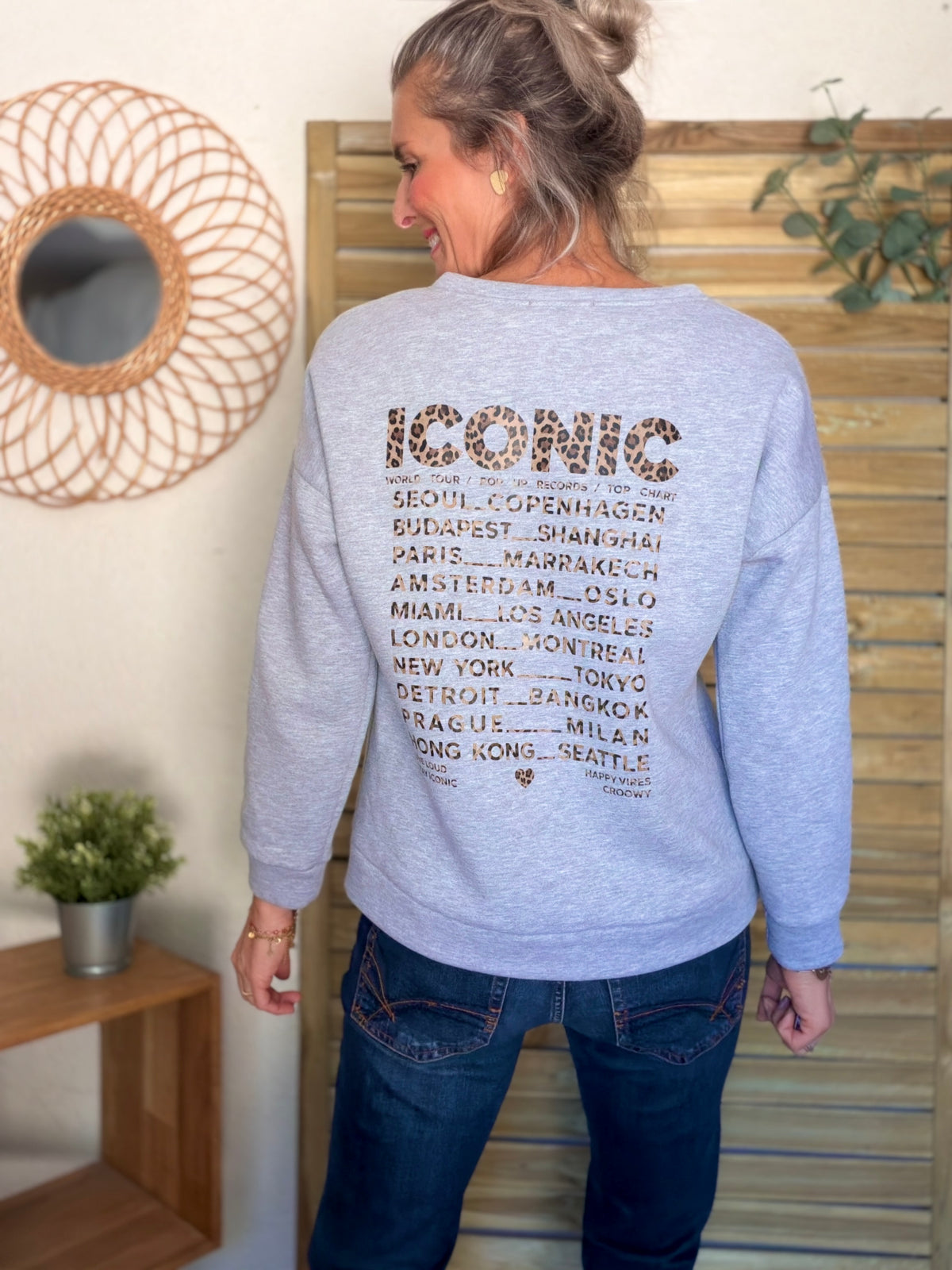 Sweat ICONIC Léo molleton ISALINE - Gris
