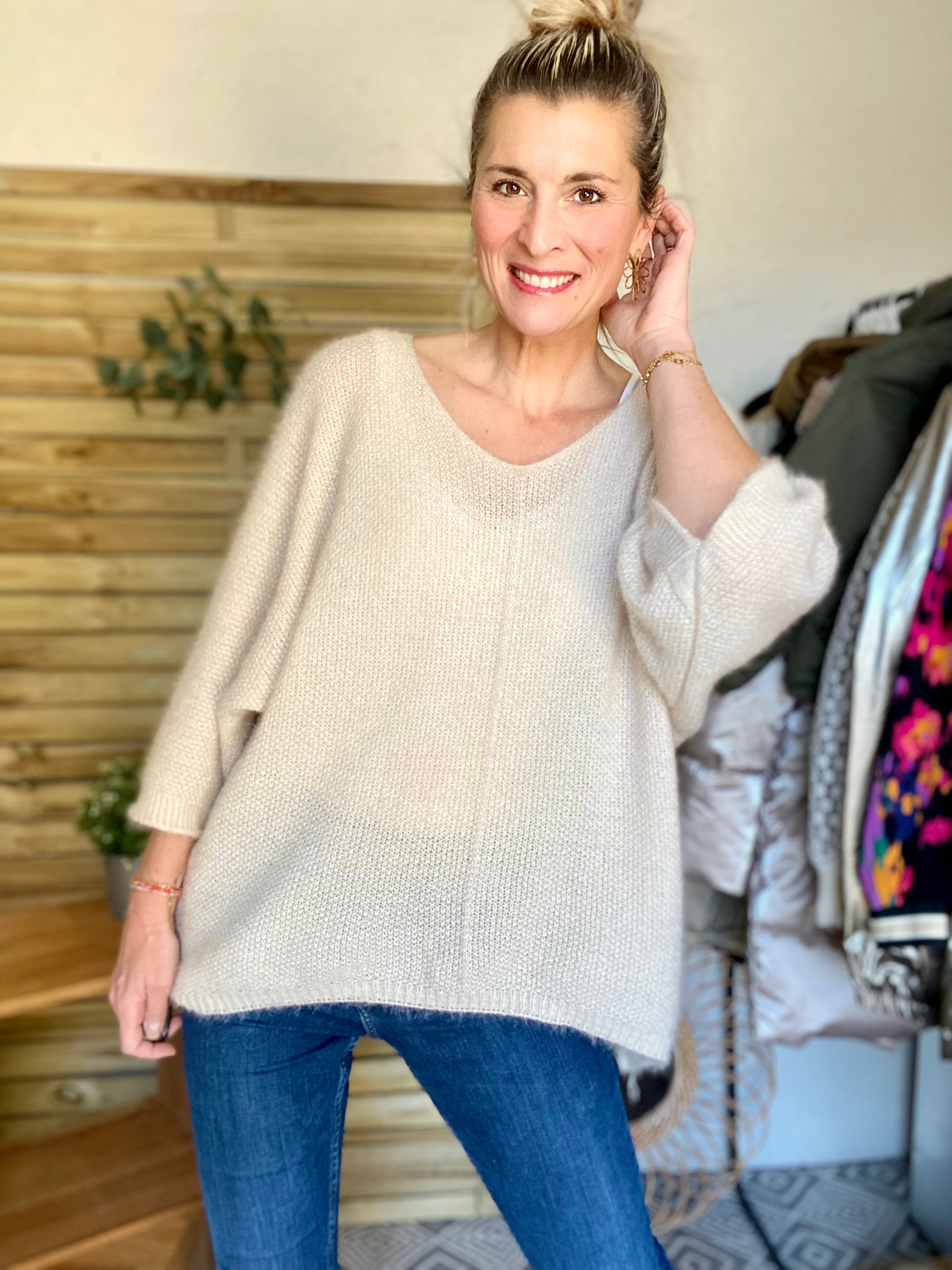 Pull oversize en maille ZOÉ - Écru