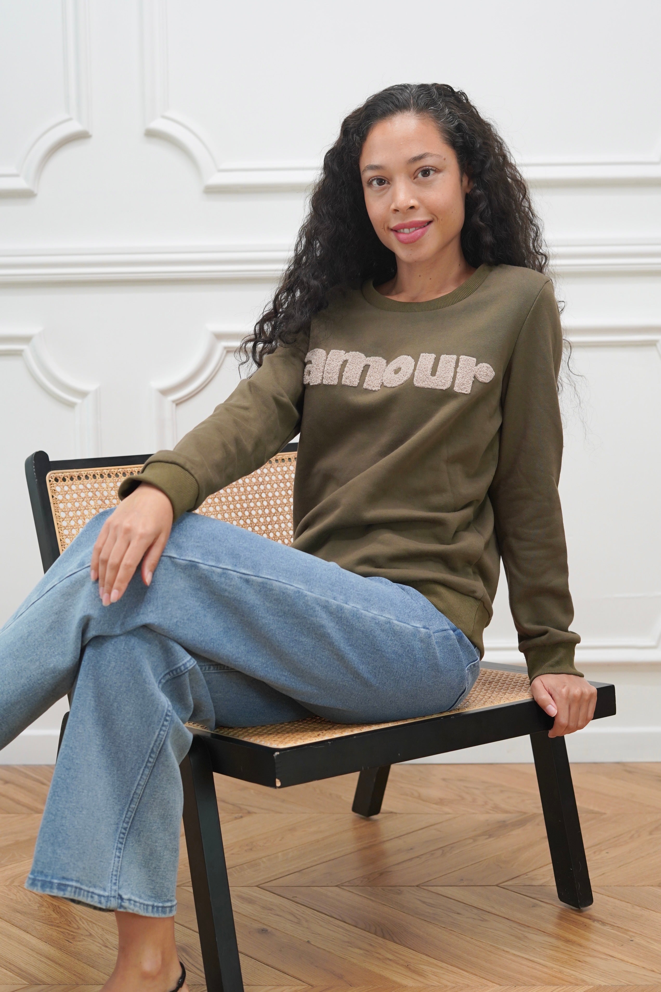 Sweat amour DORIA - Kaki / Beige