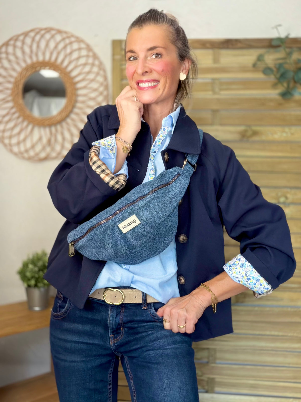 Chemise avec Liberty AZÉLIE Bleue