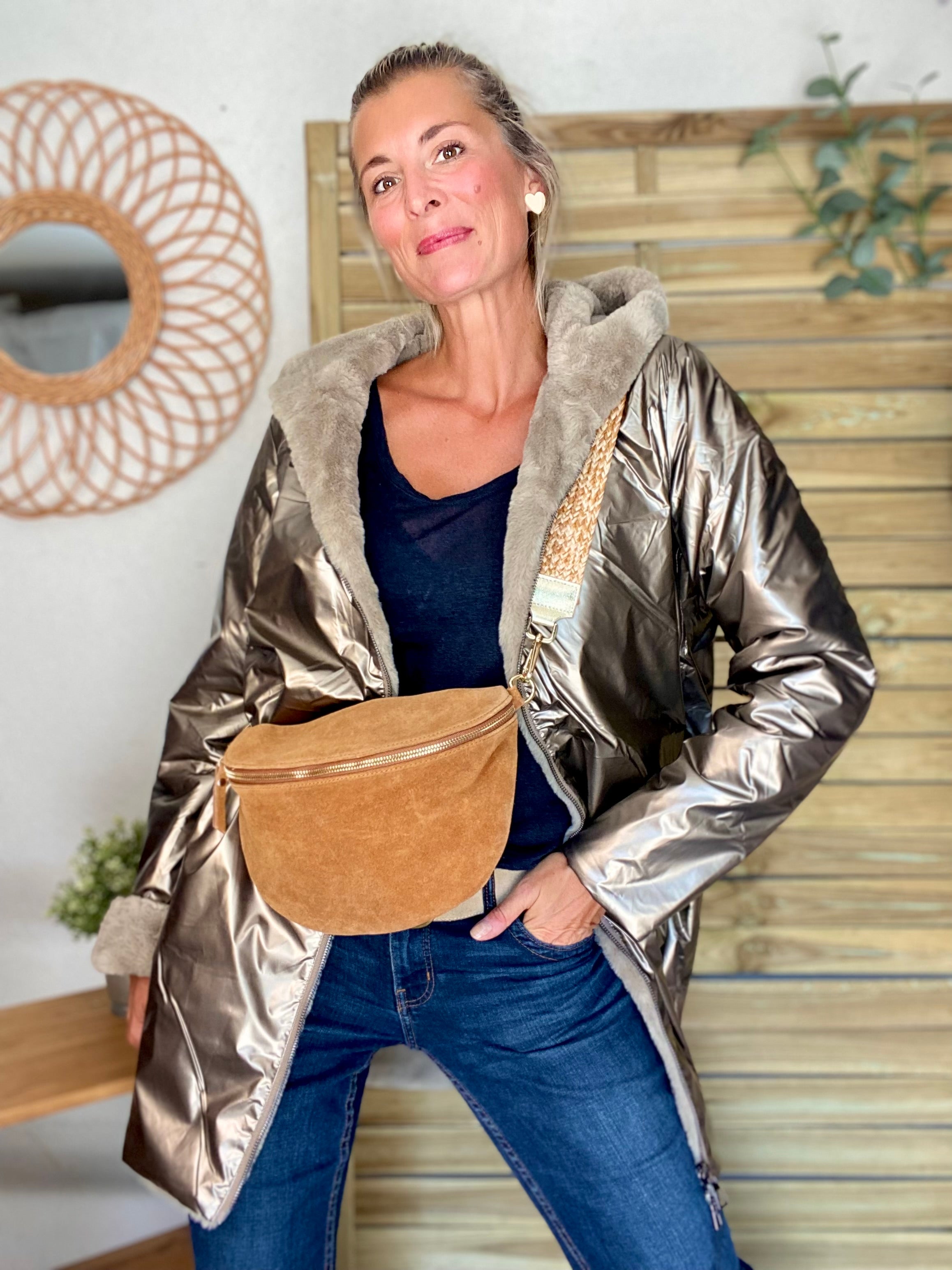 Parka Imperméable réversible fourrée Bronze / Beige ALIX - LAURA JO