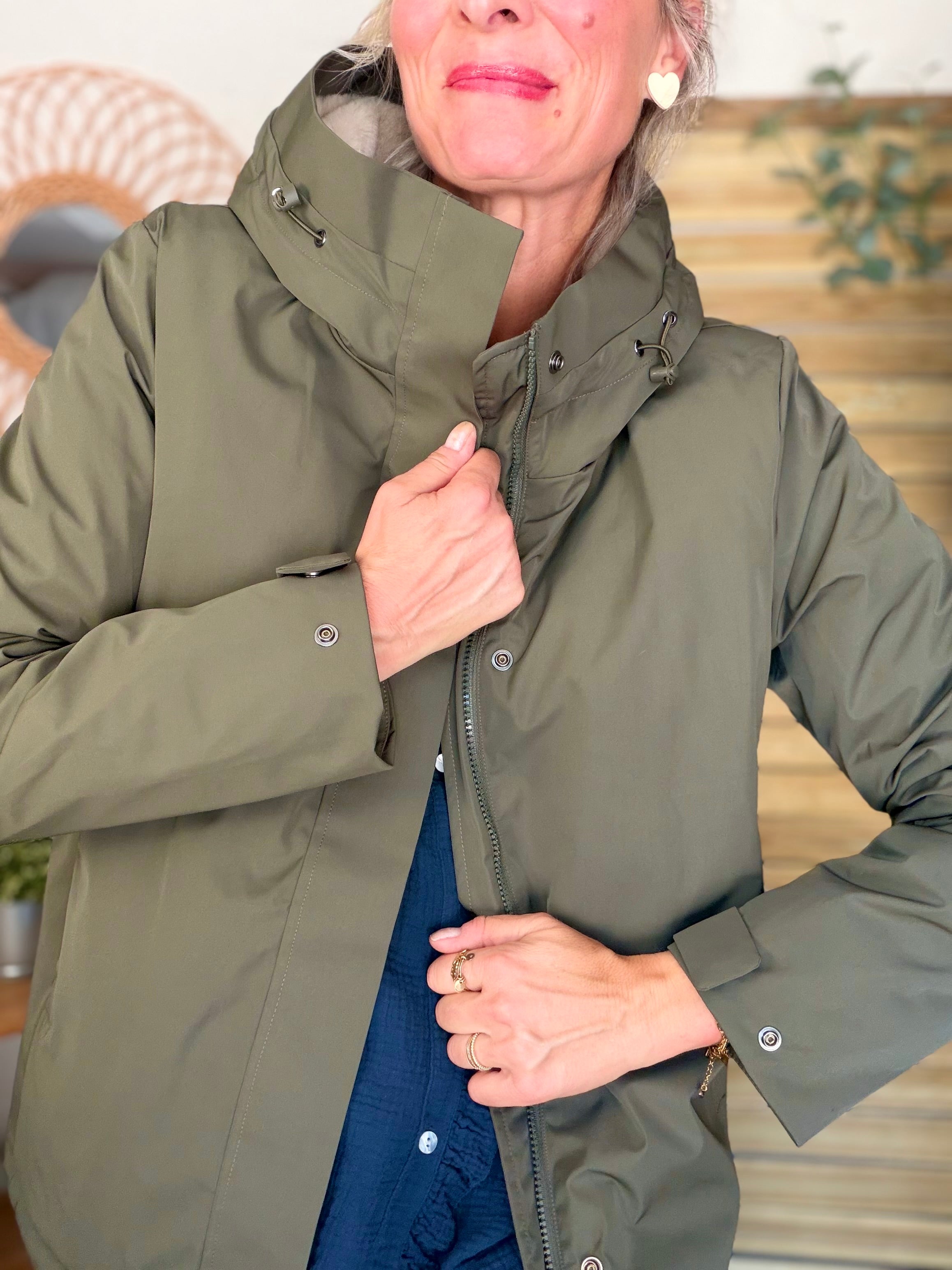 LAURA JO - Parka fourrée imperméable AMBRE MI-LONG - Kaki / Beige