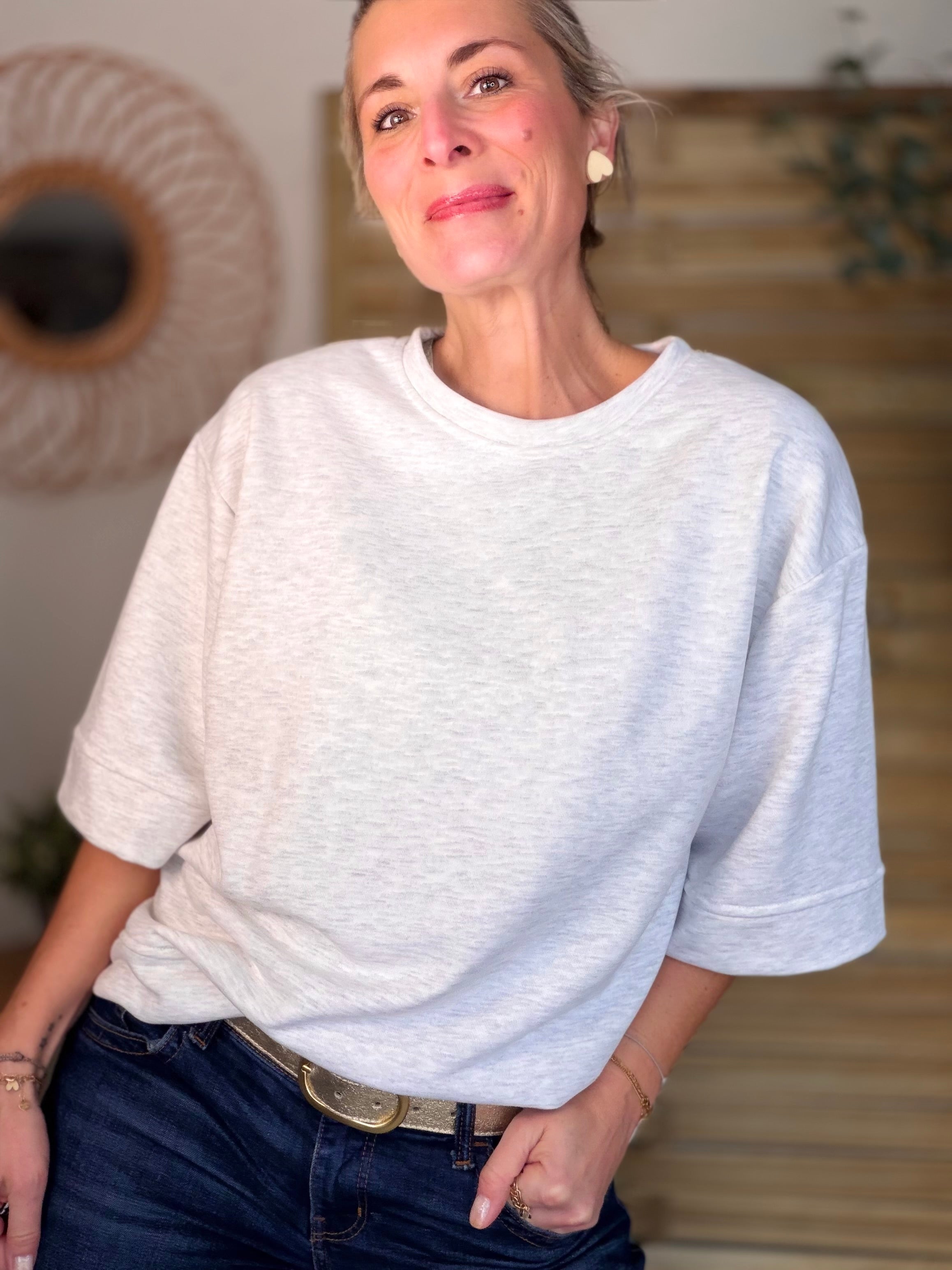 Sweat oversized ICONIC Club - ILONA Gris chiné