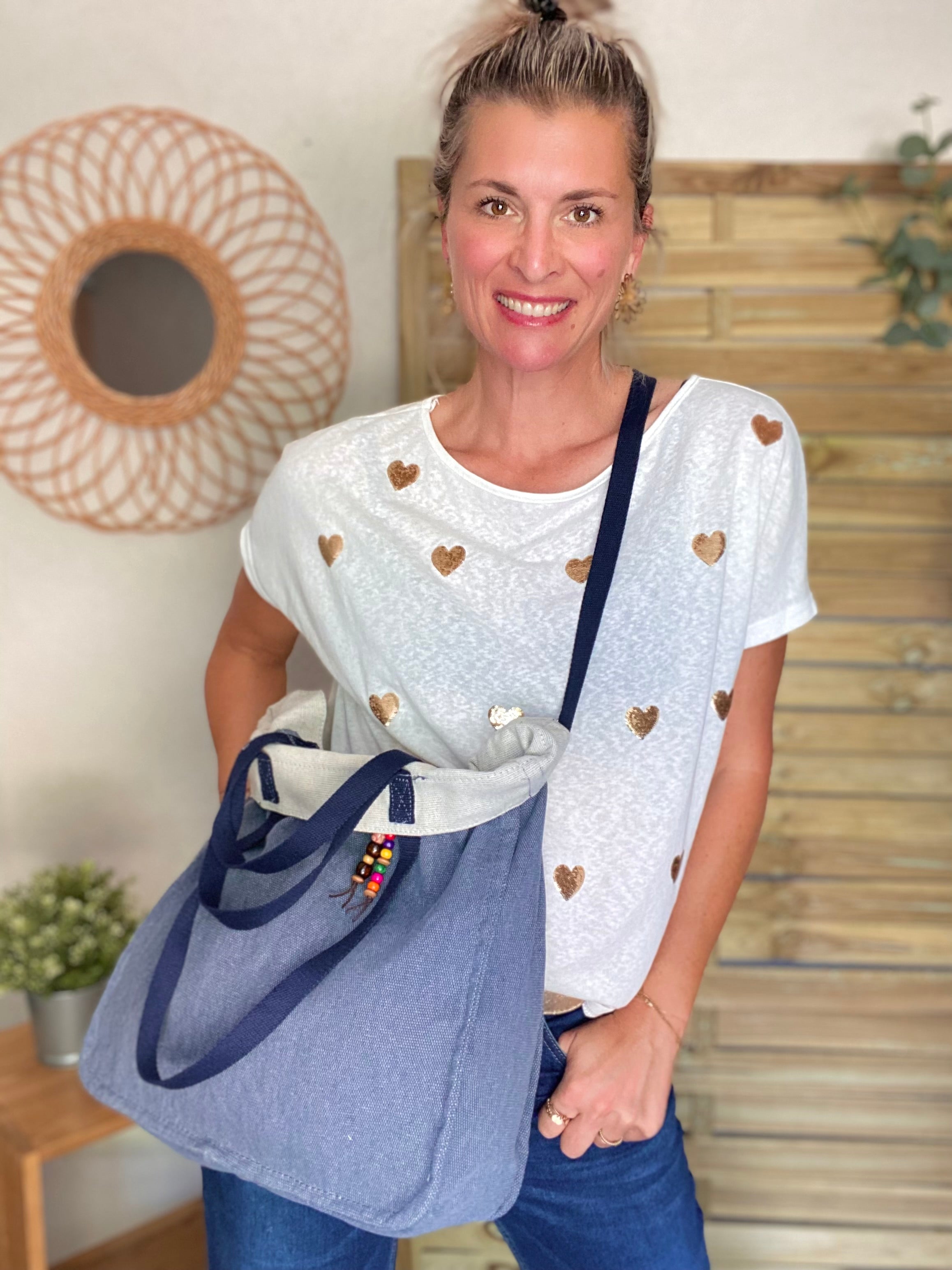 Sac cabas en toile de coton PACEY - Bleu Jean