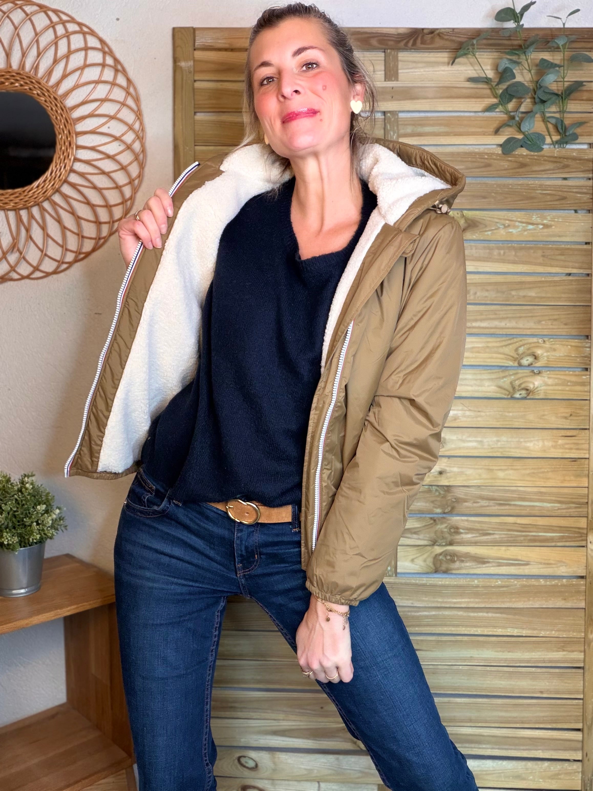 Parka Imperméable LOUISE COURT sherpa - Camel - LAURA JO