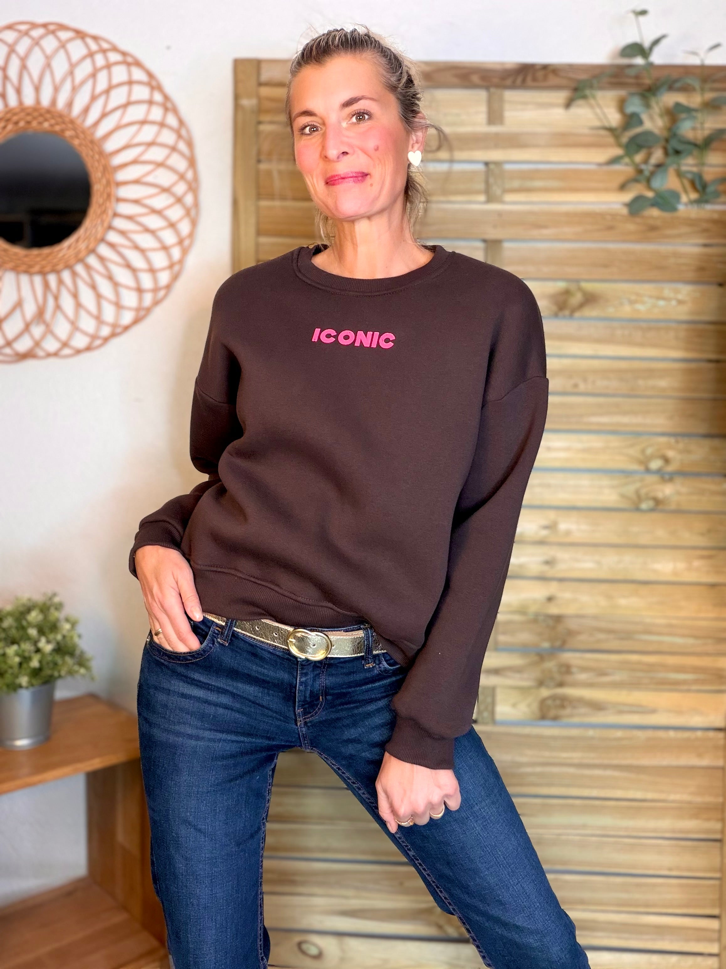 Sweat ICONIC molleton CAPUCINE - Chocolat