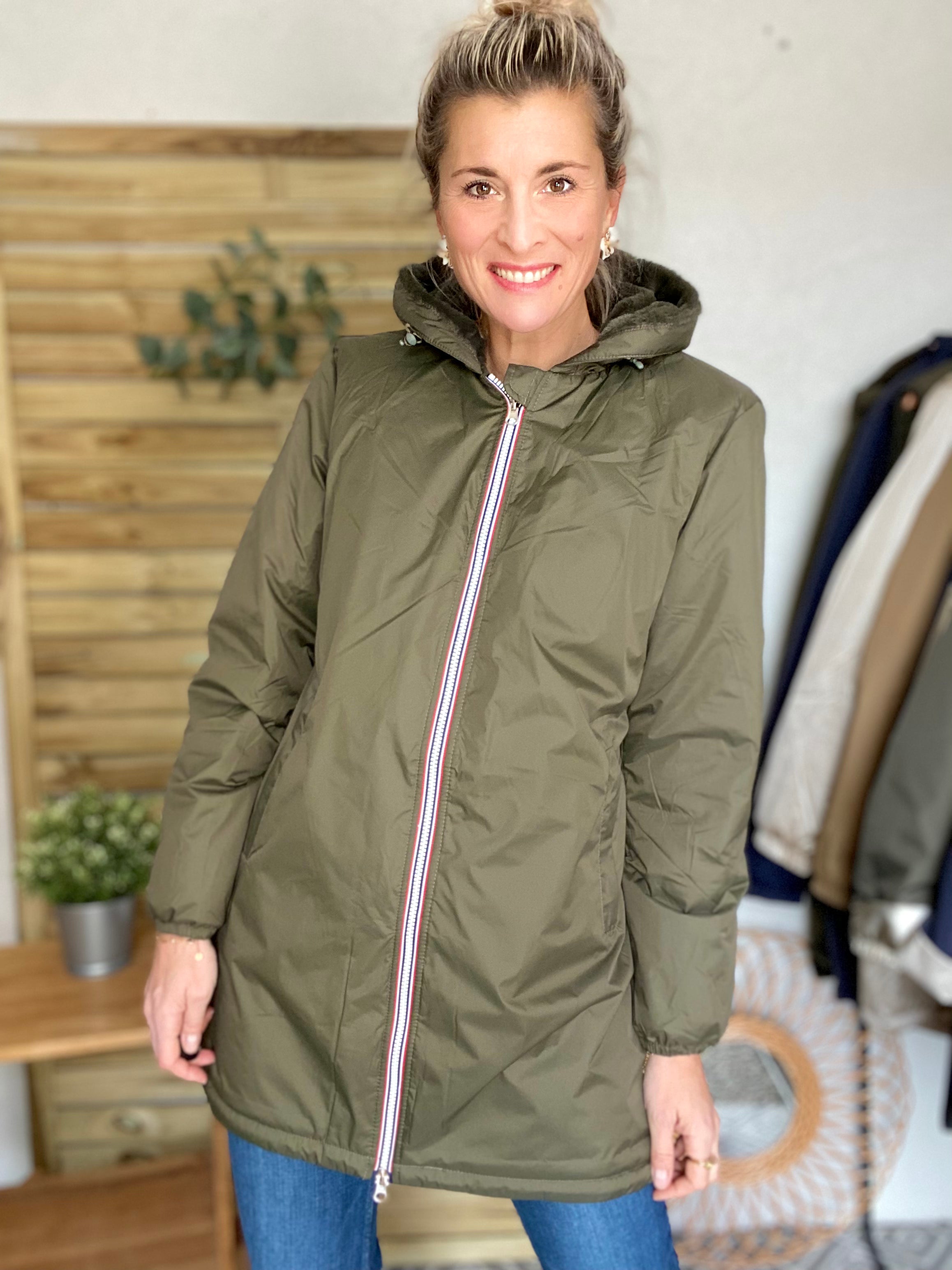 Parka Imperméable LOUISE LONG fourré - Kaki - Laura Jo