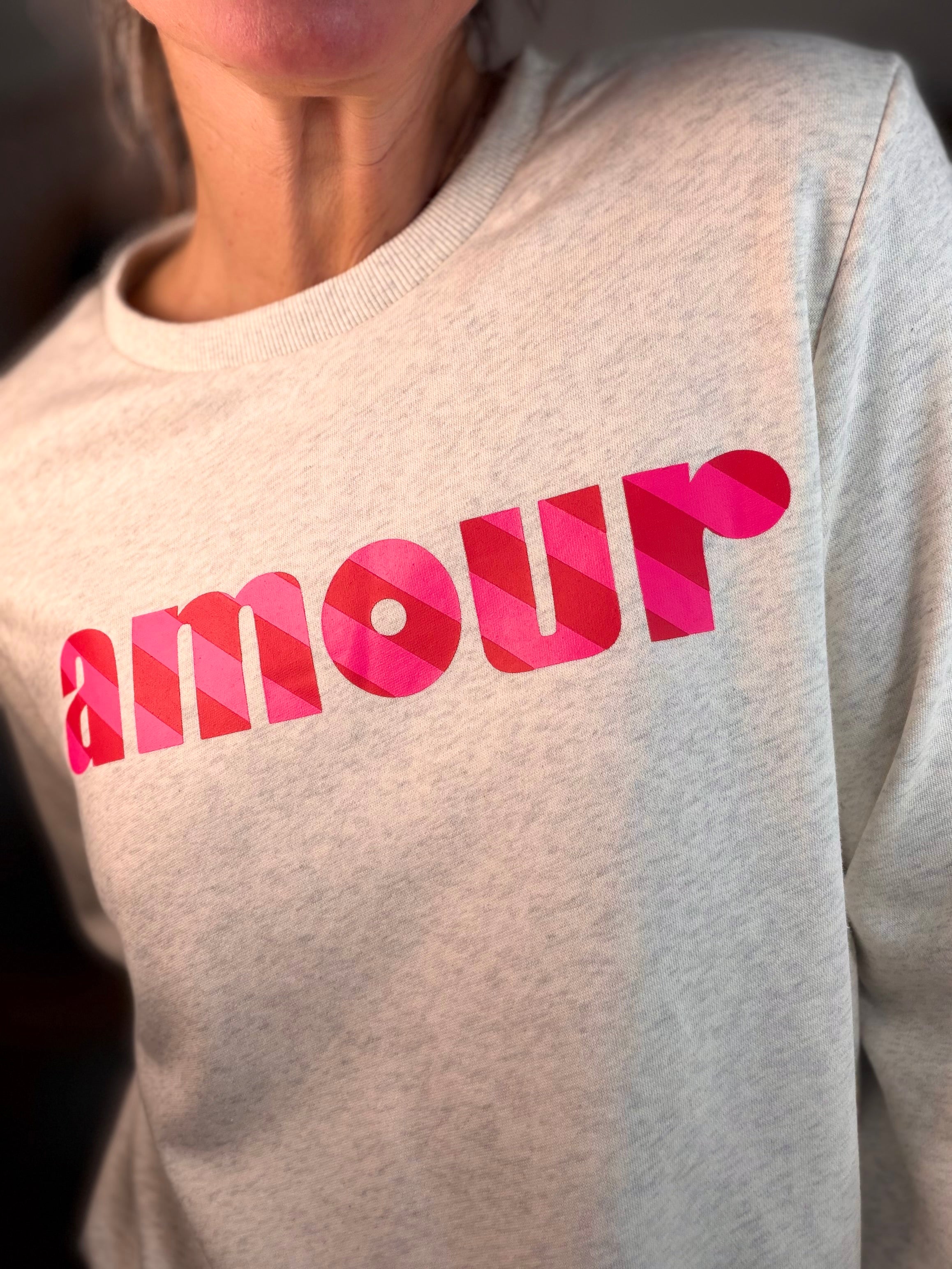 Sweat amour SIENNA - Gris / Rose