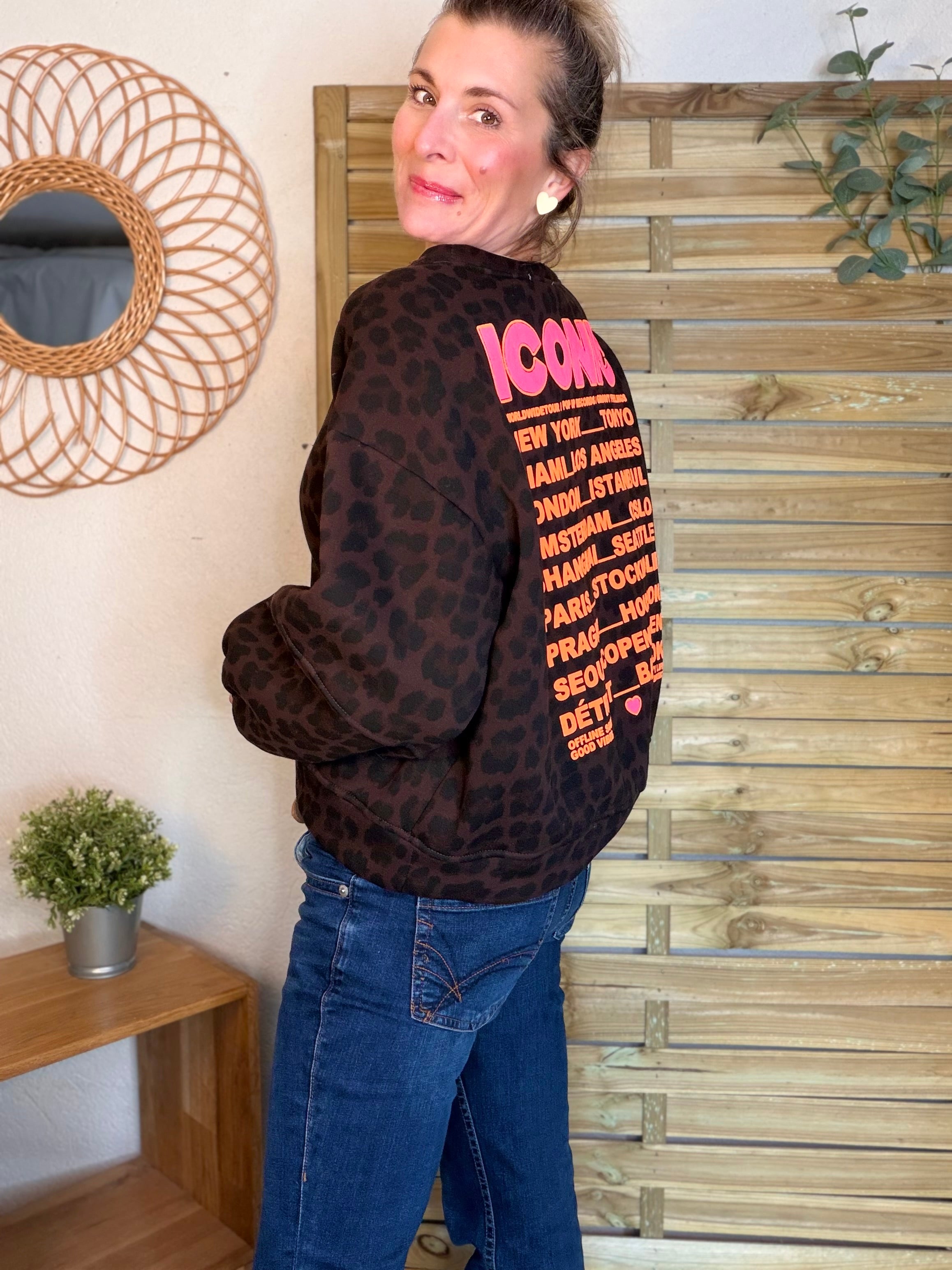 Sweat molleton imprimé Léo choco ICONIC 🐆 MANON