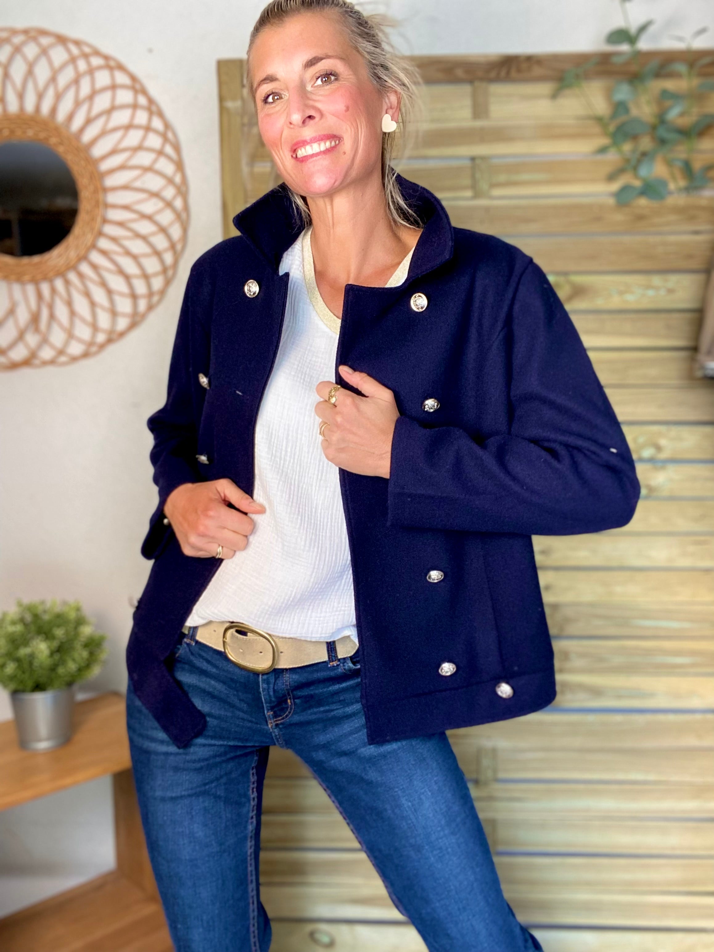 ⚠️ PRÉCOMMANDE (Expédition à partir du 01/10) - Veste caban légère JACK - Bleu marine