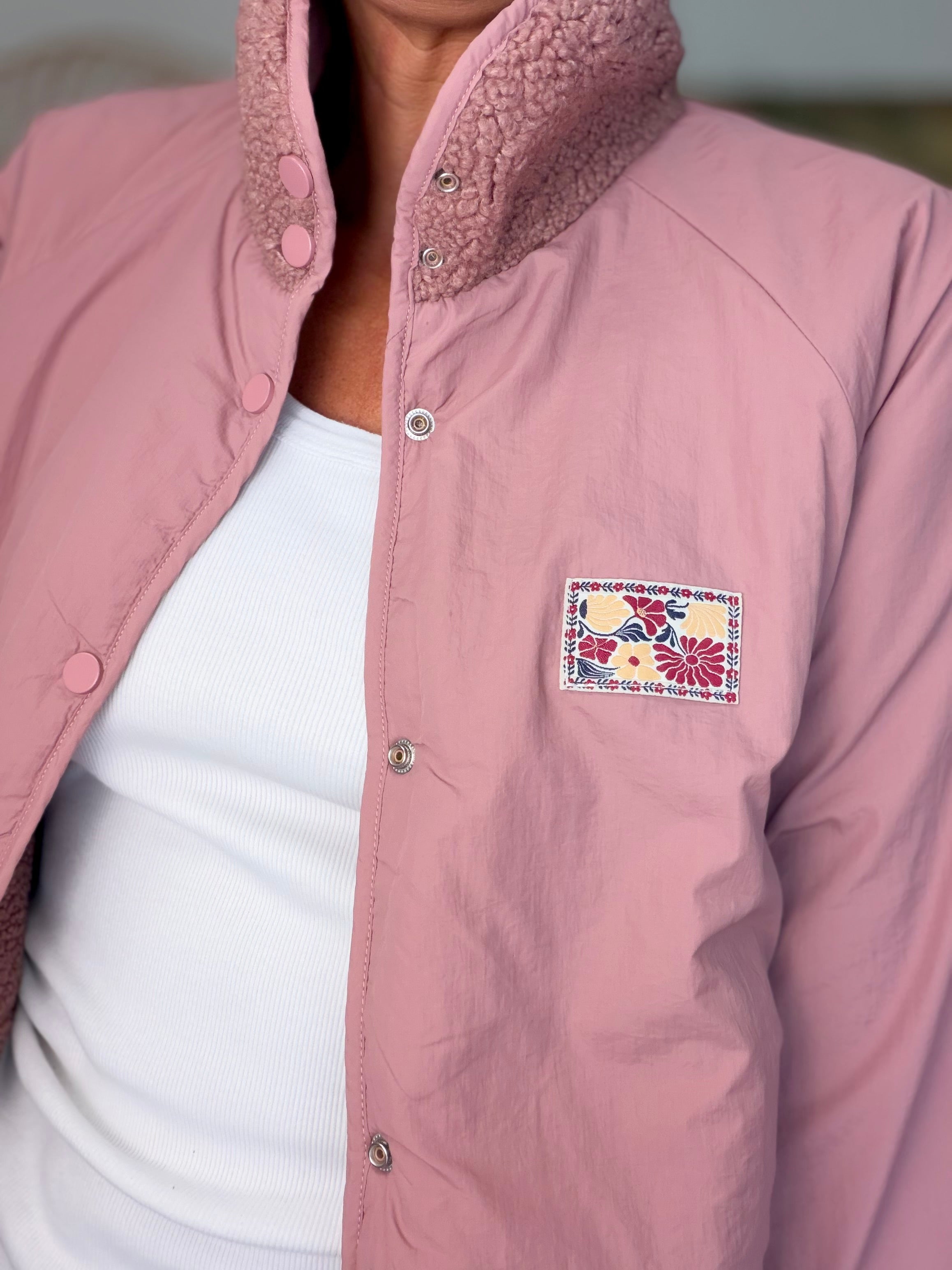 Veste matelassée réversible Sherpa AMÉLIE Vieux rose