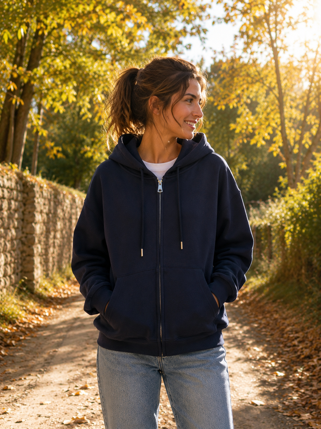 Hoodie sweat gilet strass (ailes)  CLOTHILDE - Bleu marine