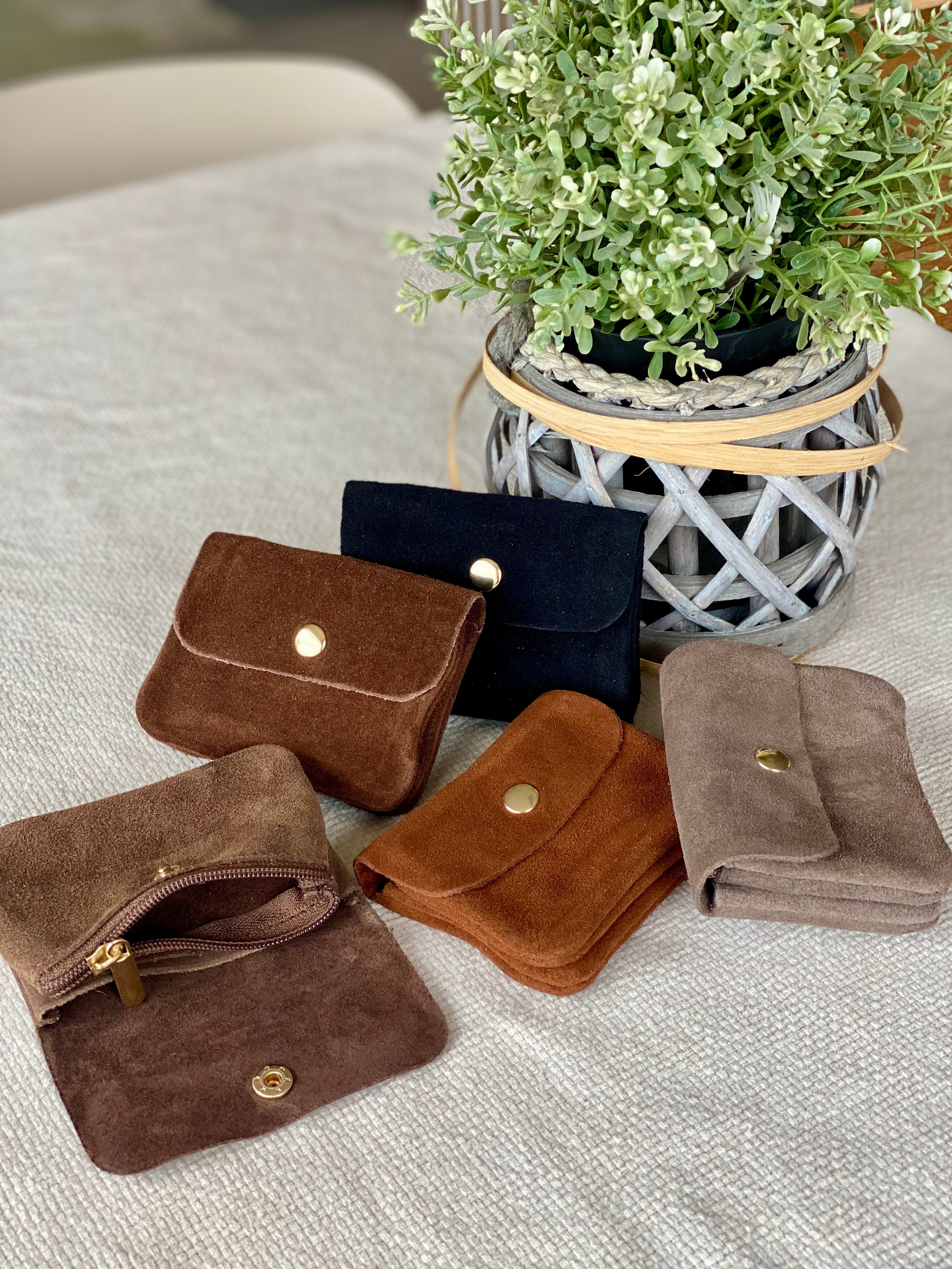 Porte monnaie / porte carte en cuir daim ACHILLE