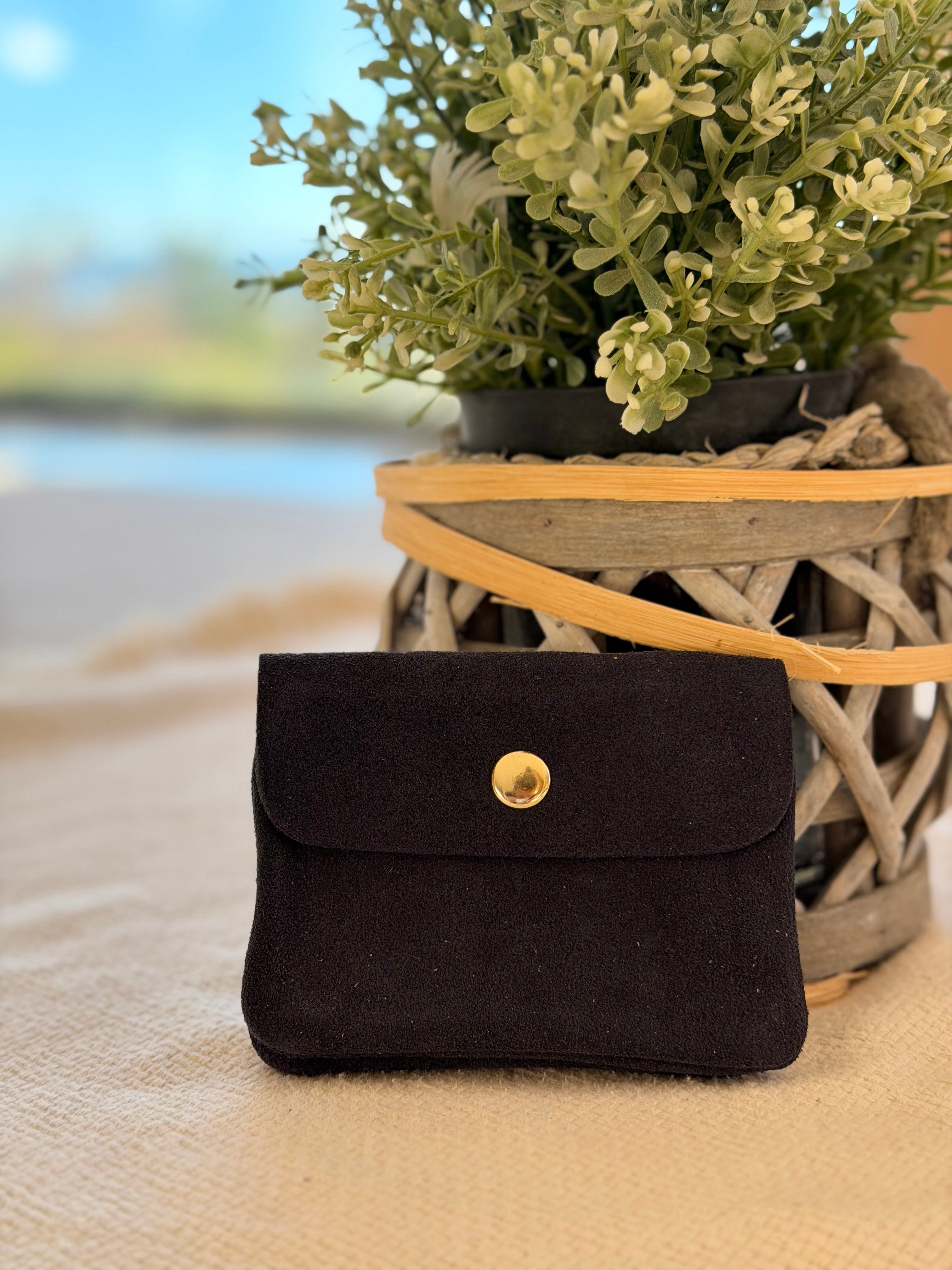 Porte monnaie / porte carte en cuir daim ACHILLE