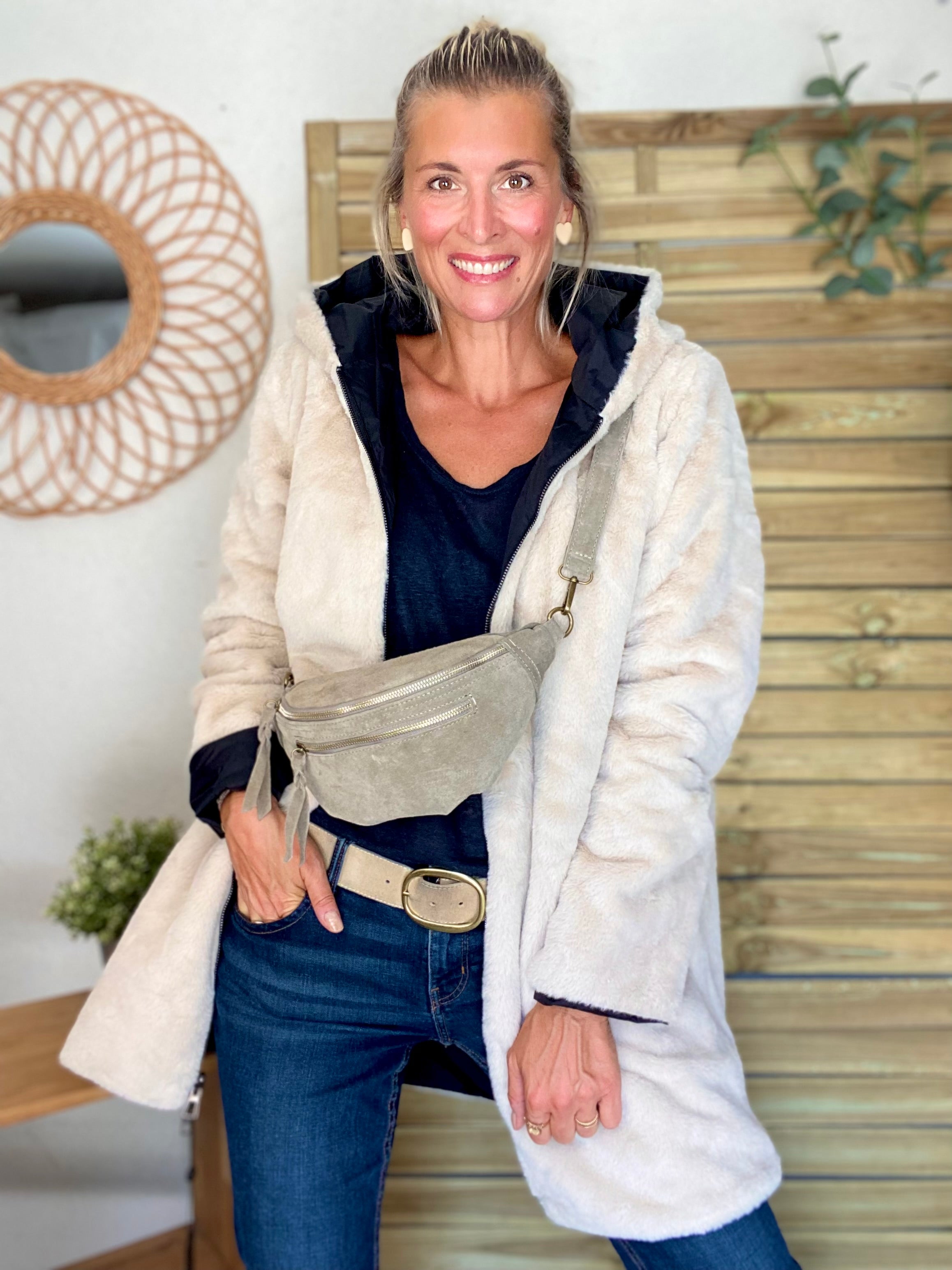 Parka Imperméable réversible fourrée Noir / Beige ALIX - LAURA JO