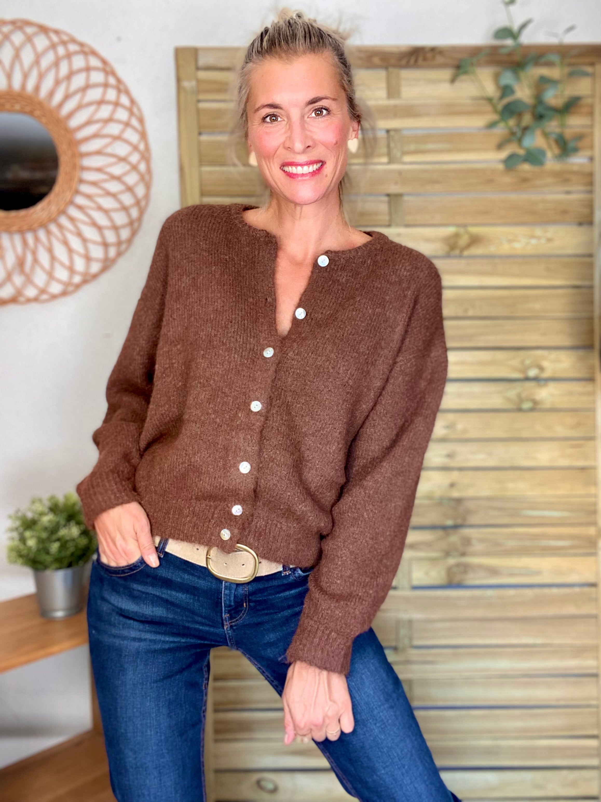 Gilet en maille SYDNEY - Chocolat