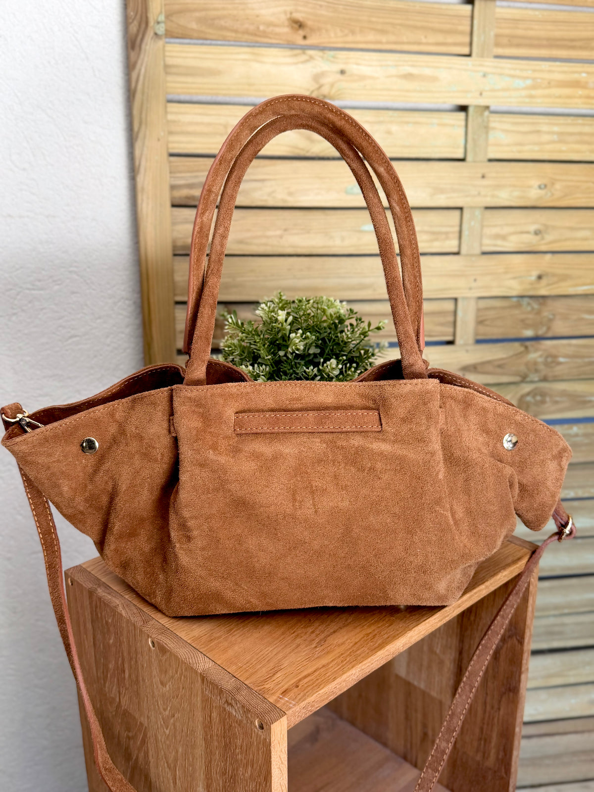 Sac cabas en cuir daim HANA - Camel