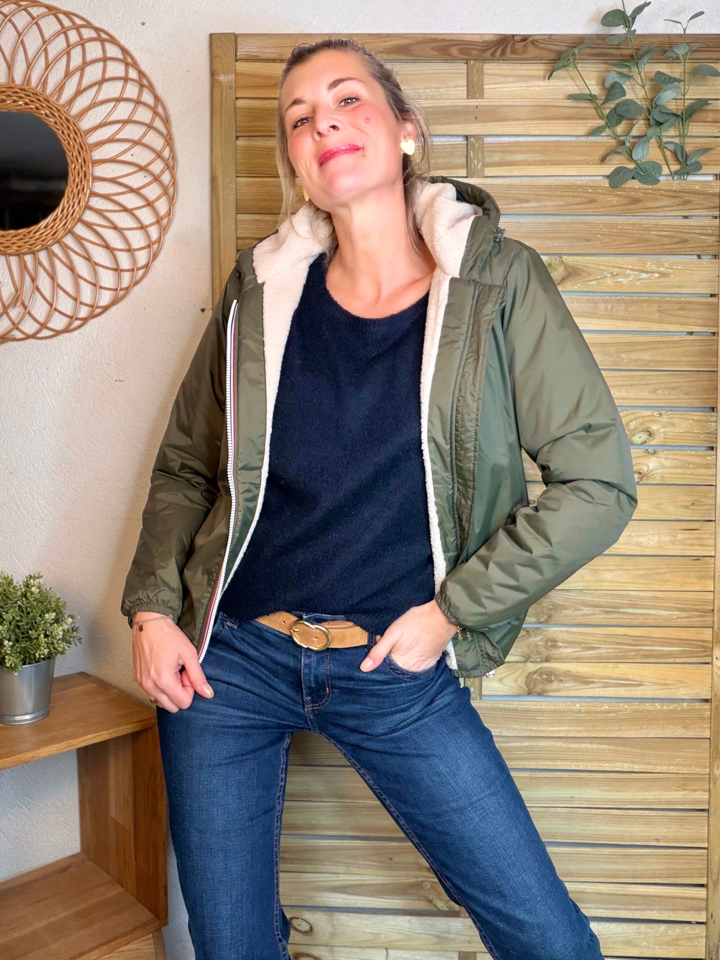 Parka Imperméable LOUISE COURT sherpa - Kaki - LAURA JO