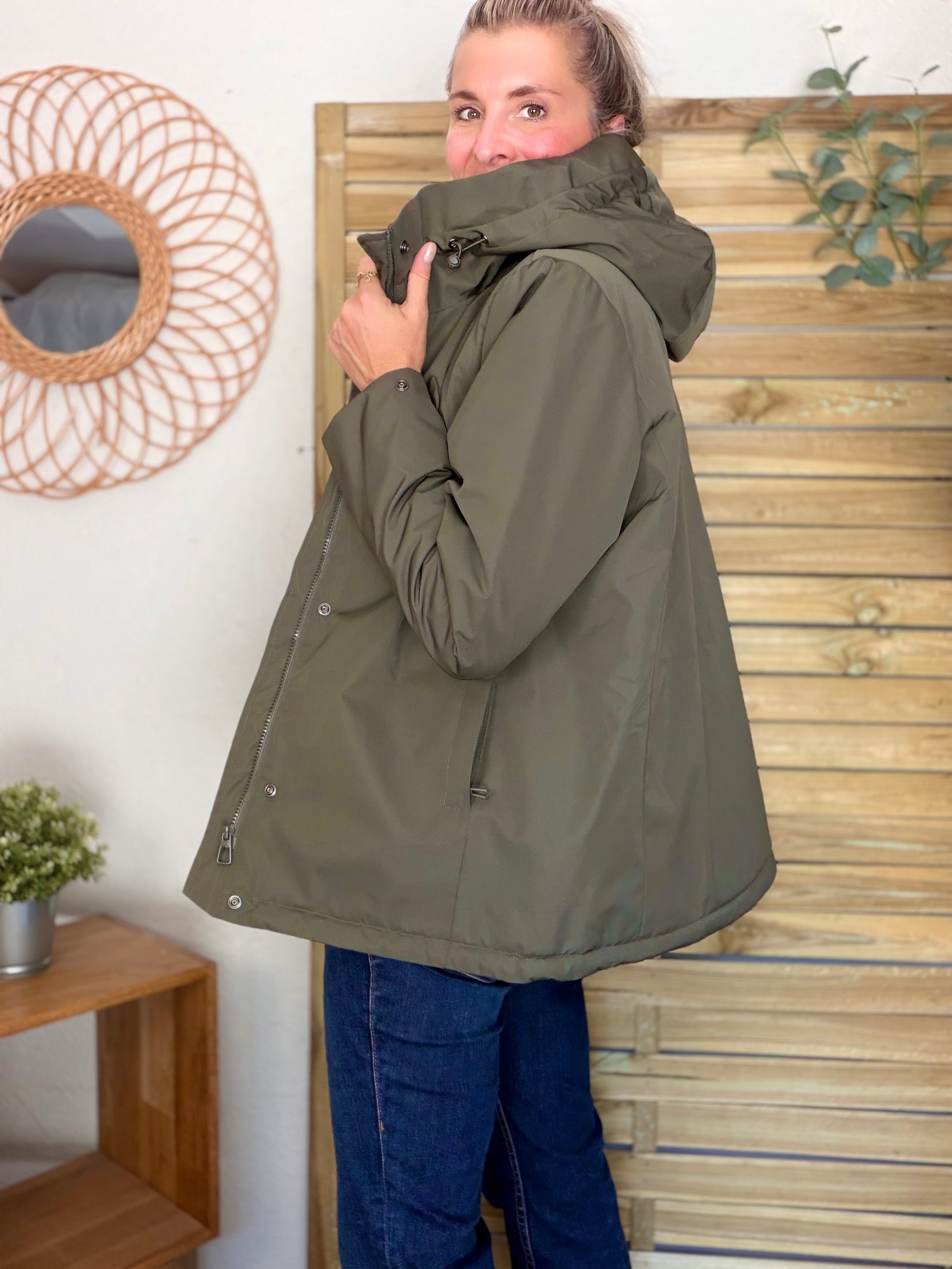 LAURA JO - Parka fourrée imperméable AMBRE MI-LONG - Kaki / Beige
