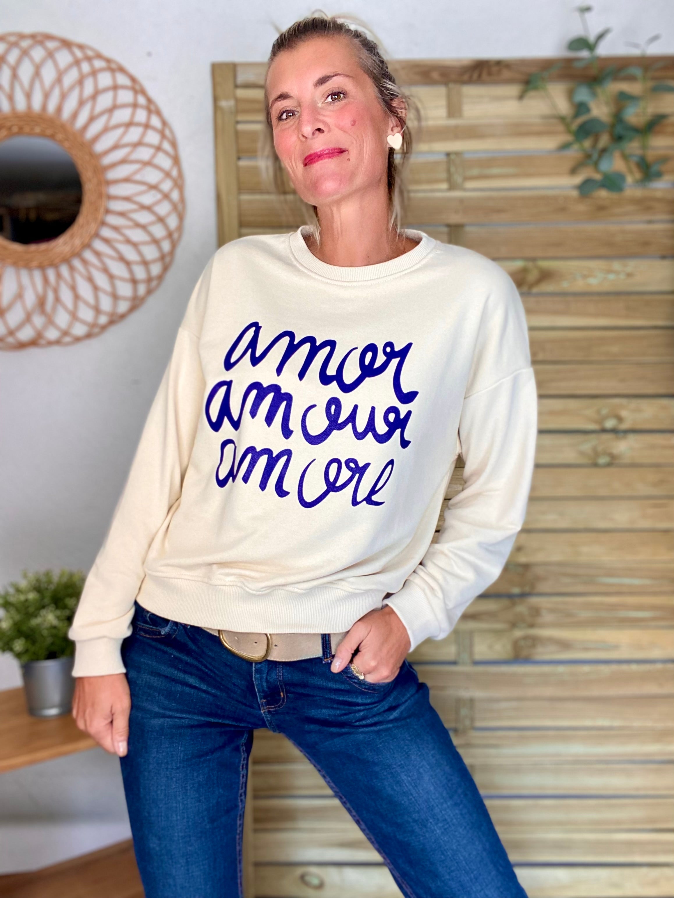 Sweat amor amour amore COLINE - Crème