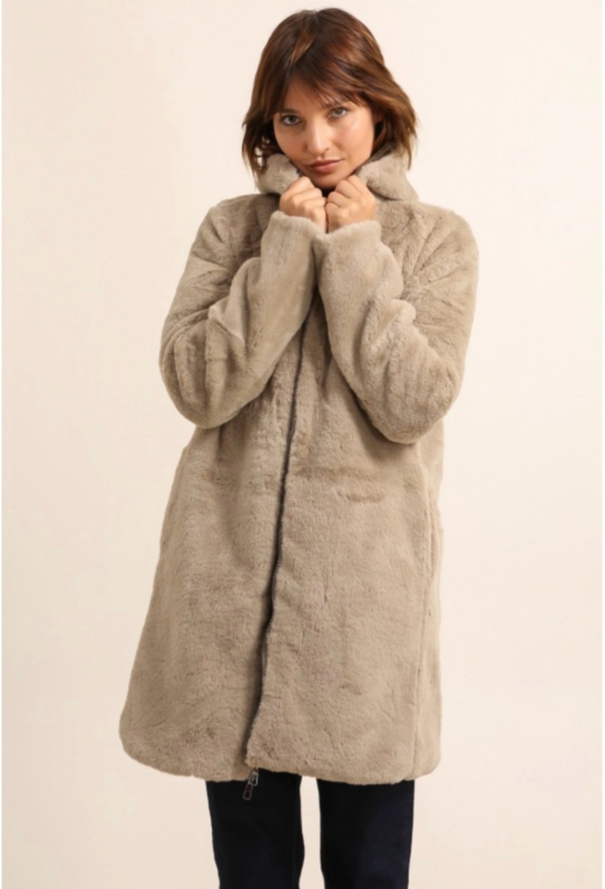 Parka Imperméable réversible fourrée Bronze / Beige ALIX - LAURA JO