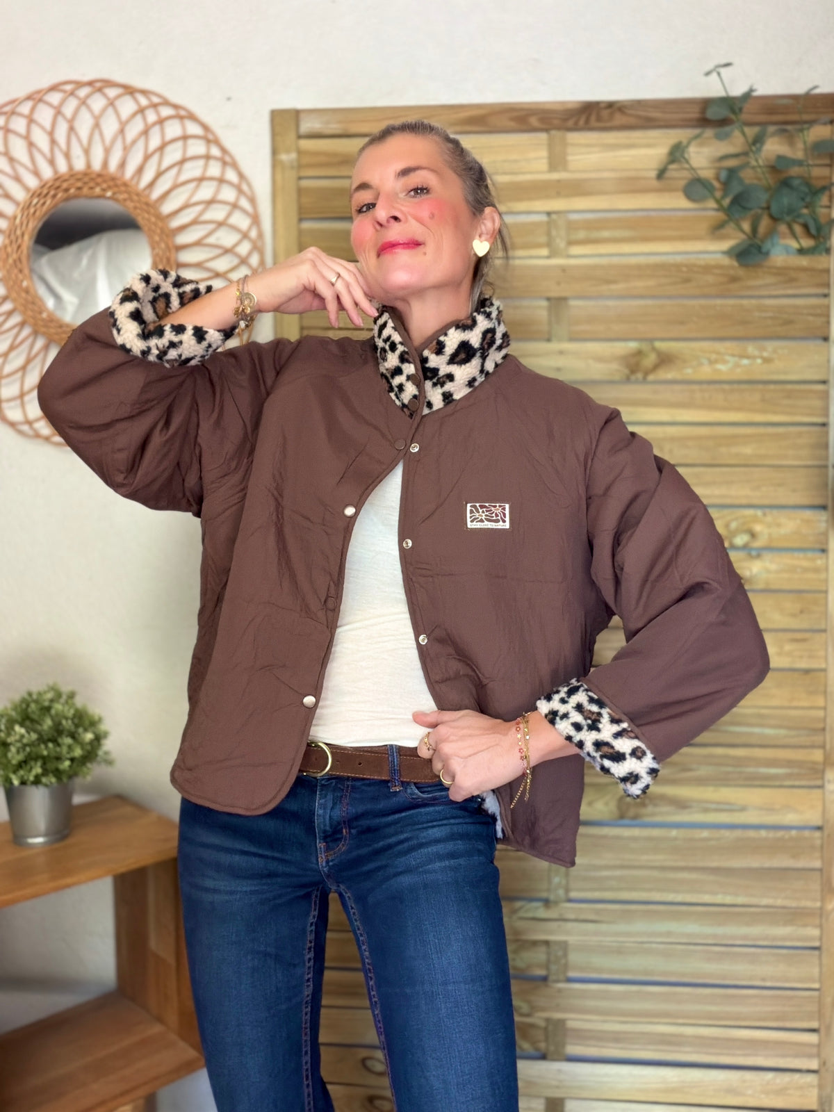 Veste matelassée réversible Sherpa AMÉLIE Choco / Léo
