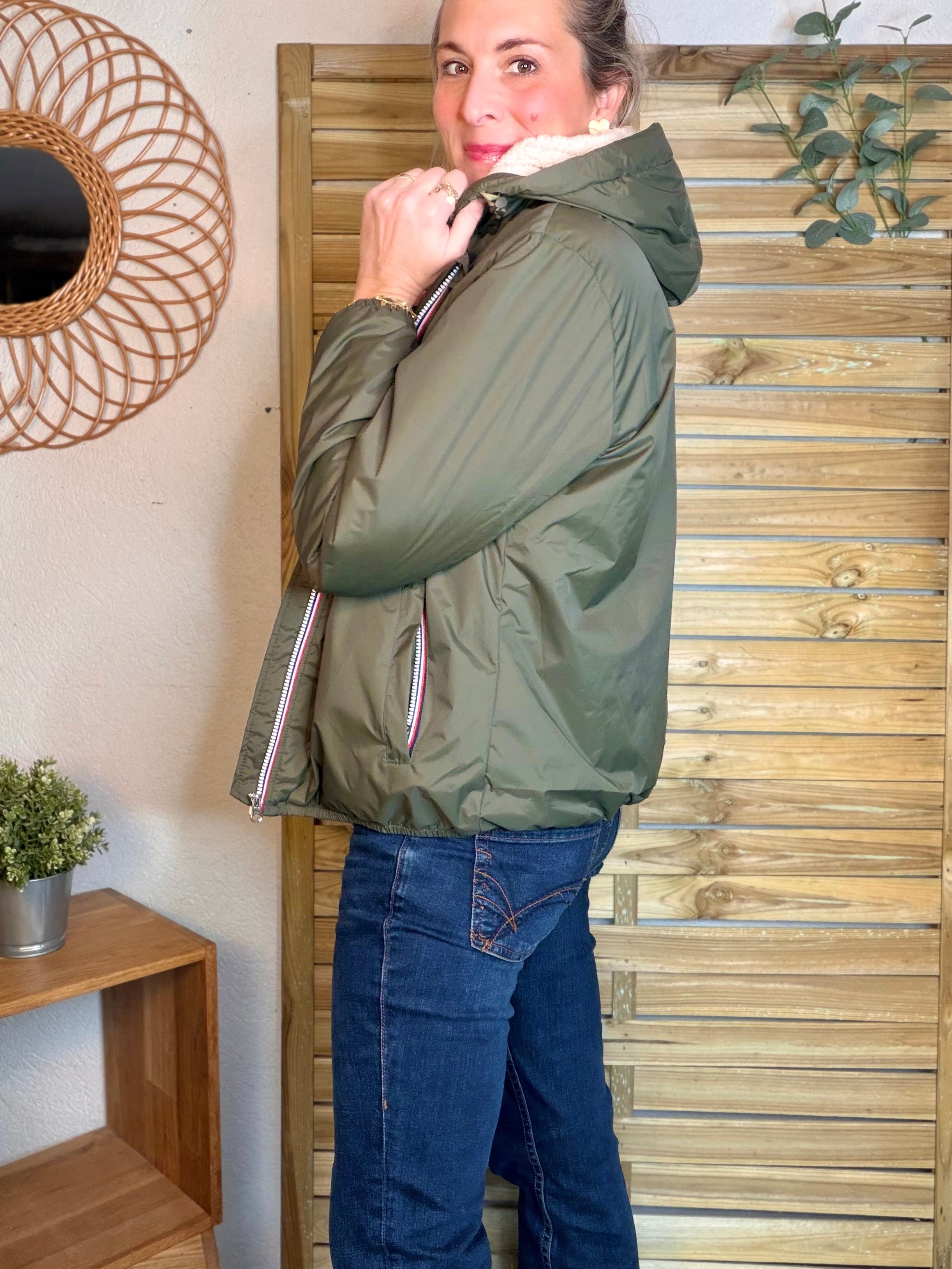 Parka Imperméable LOUISE COURT sherpa - Kaki - LAURA JO