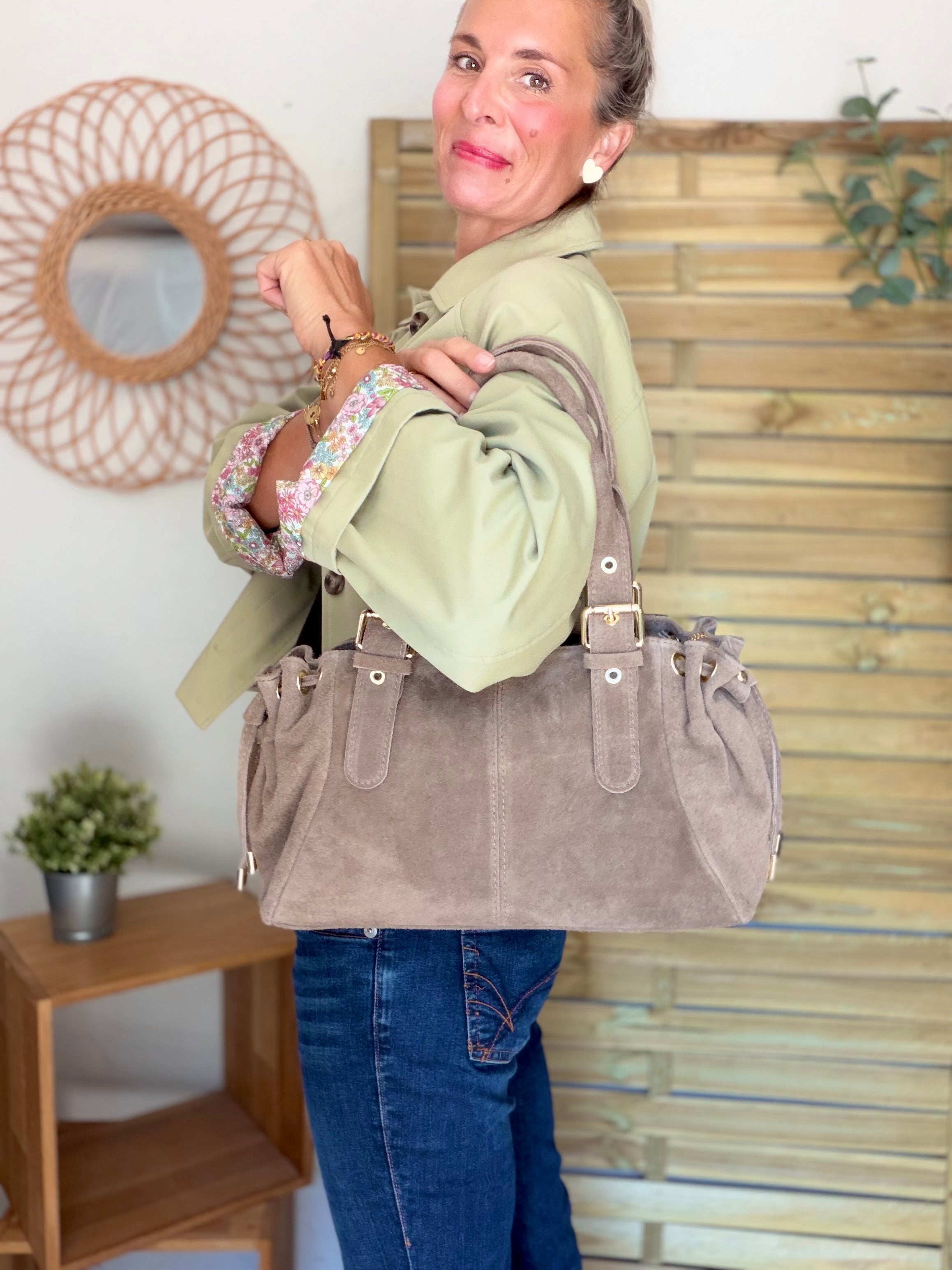 Veste Trench en coton Vert amande avec Liberty - MAHAUT - LILI et LALA