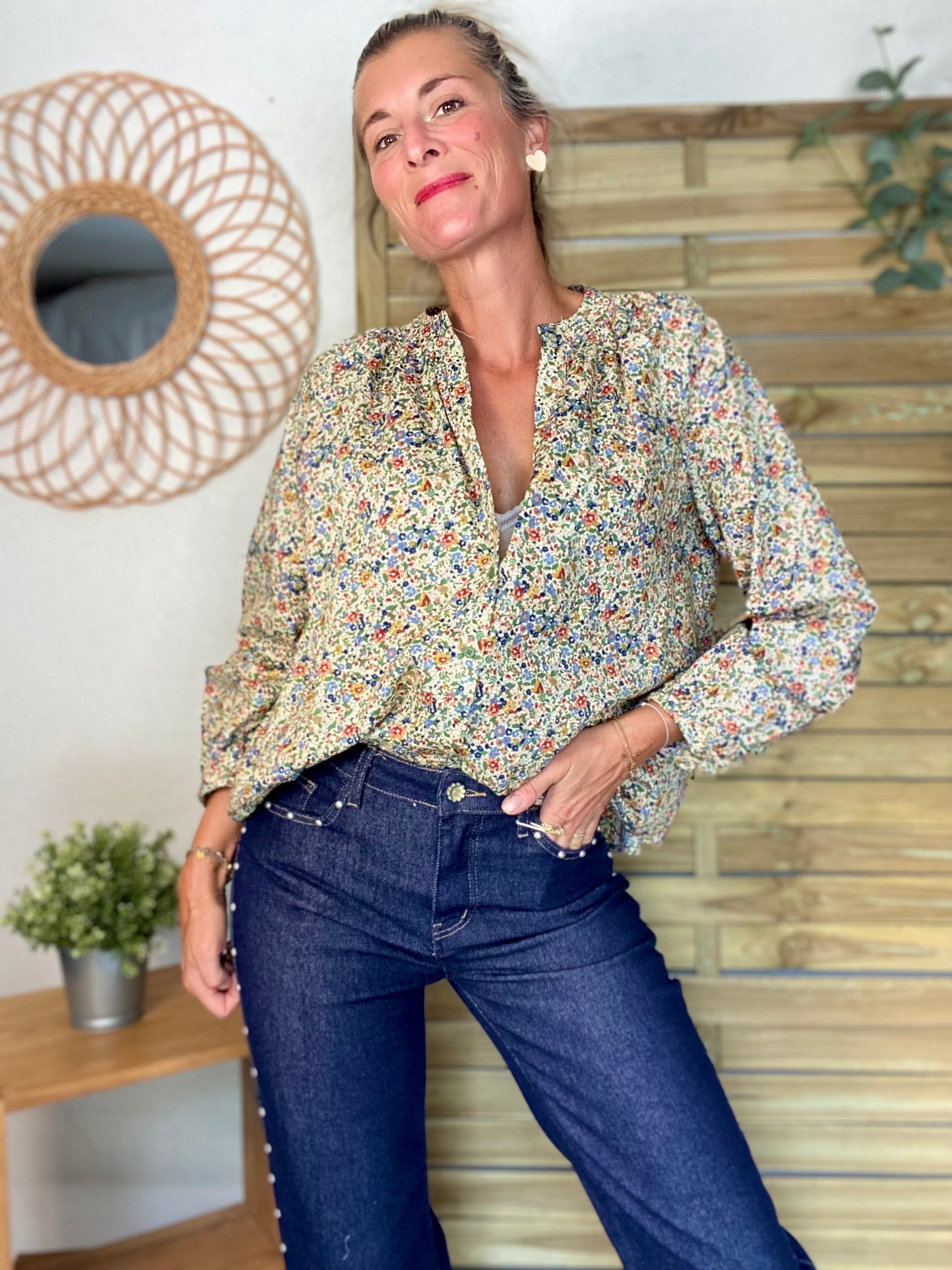 Chemise ample Liberty vert SYBILLE