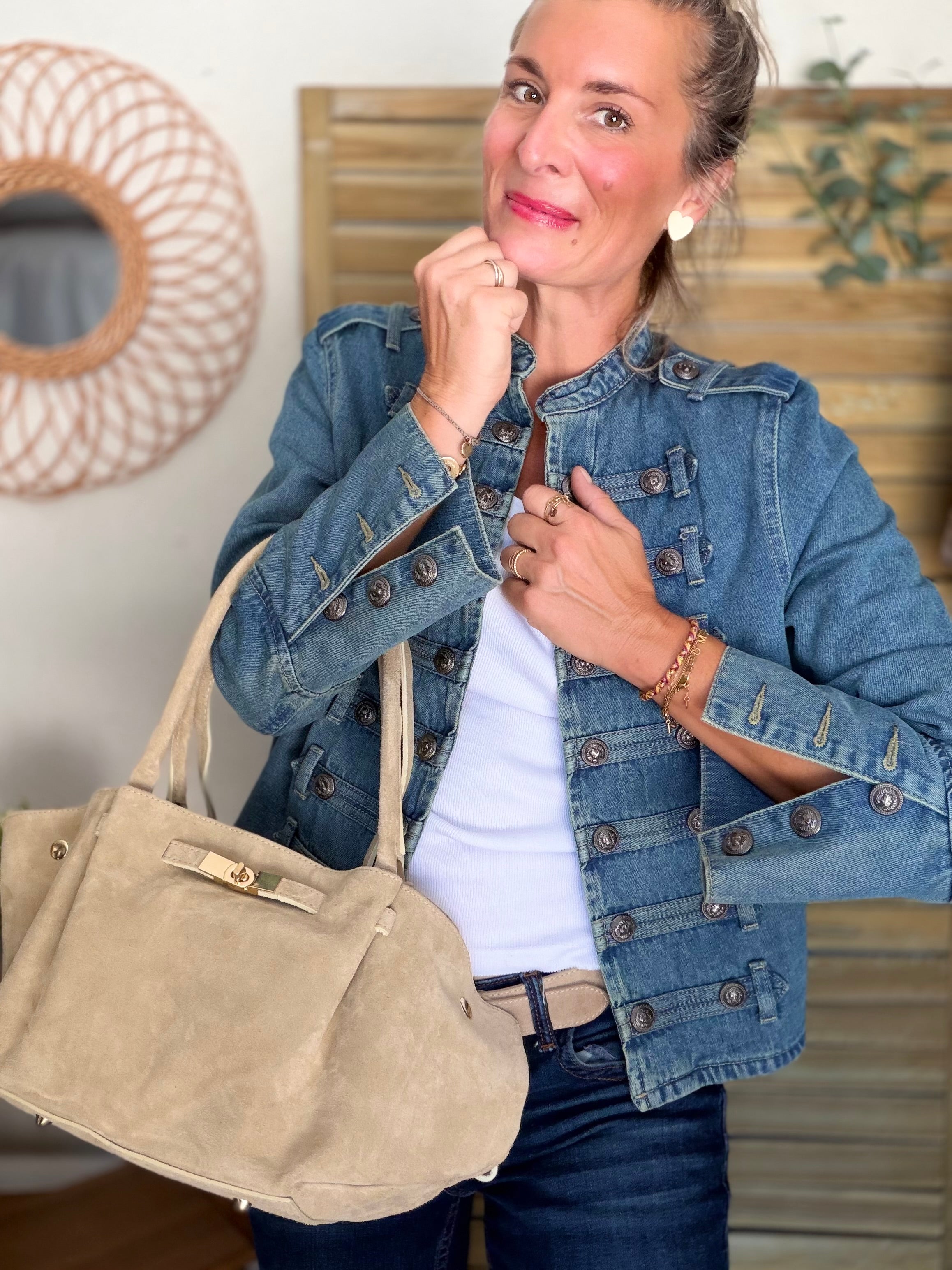 Veste courte en jean NAPOLÉON - Bleu Jean