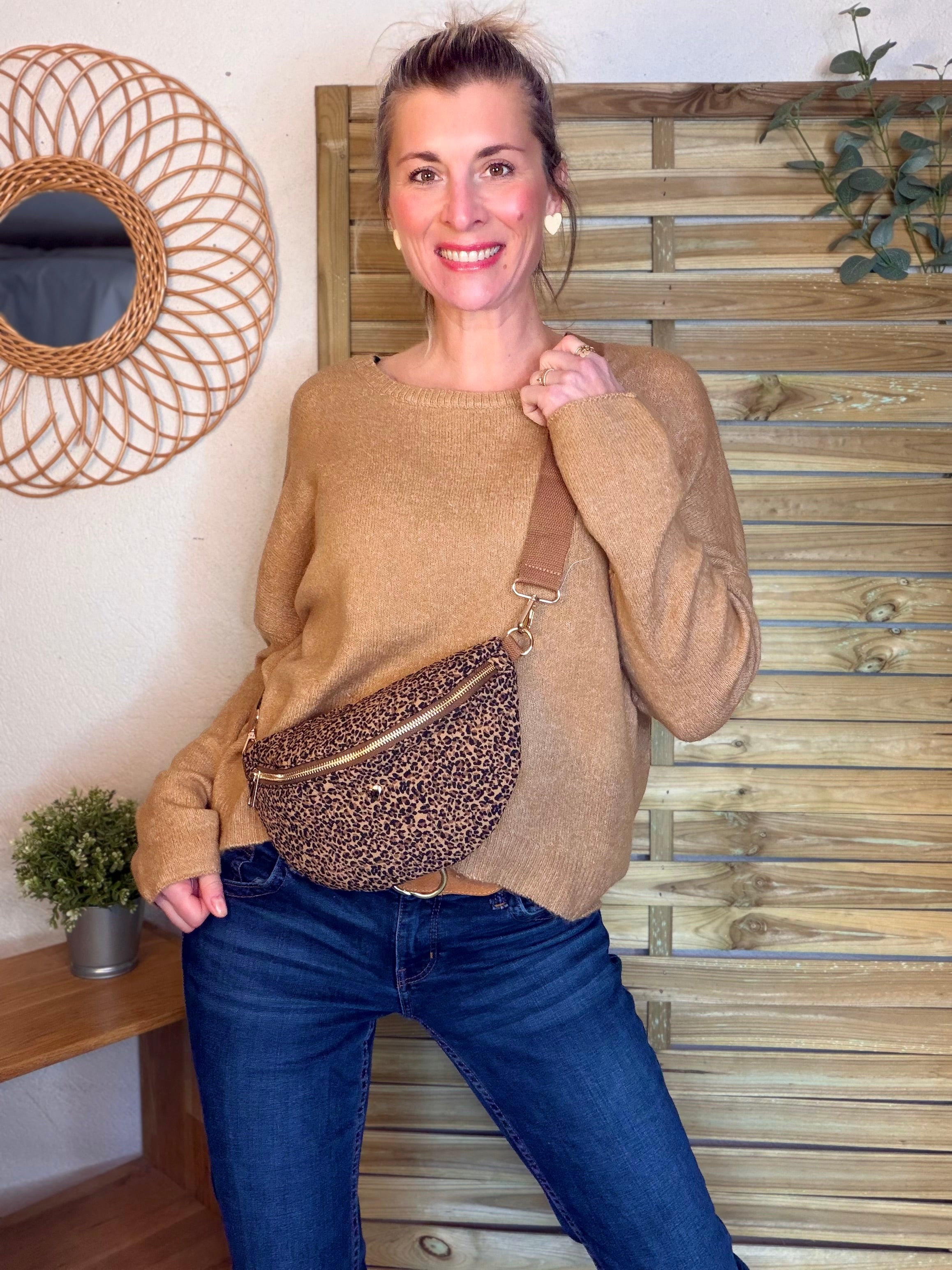 Sac banane L matelassé cœur doré 💛 JOSIE - Léo Camel 🐆