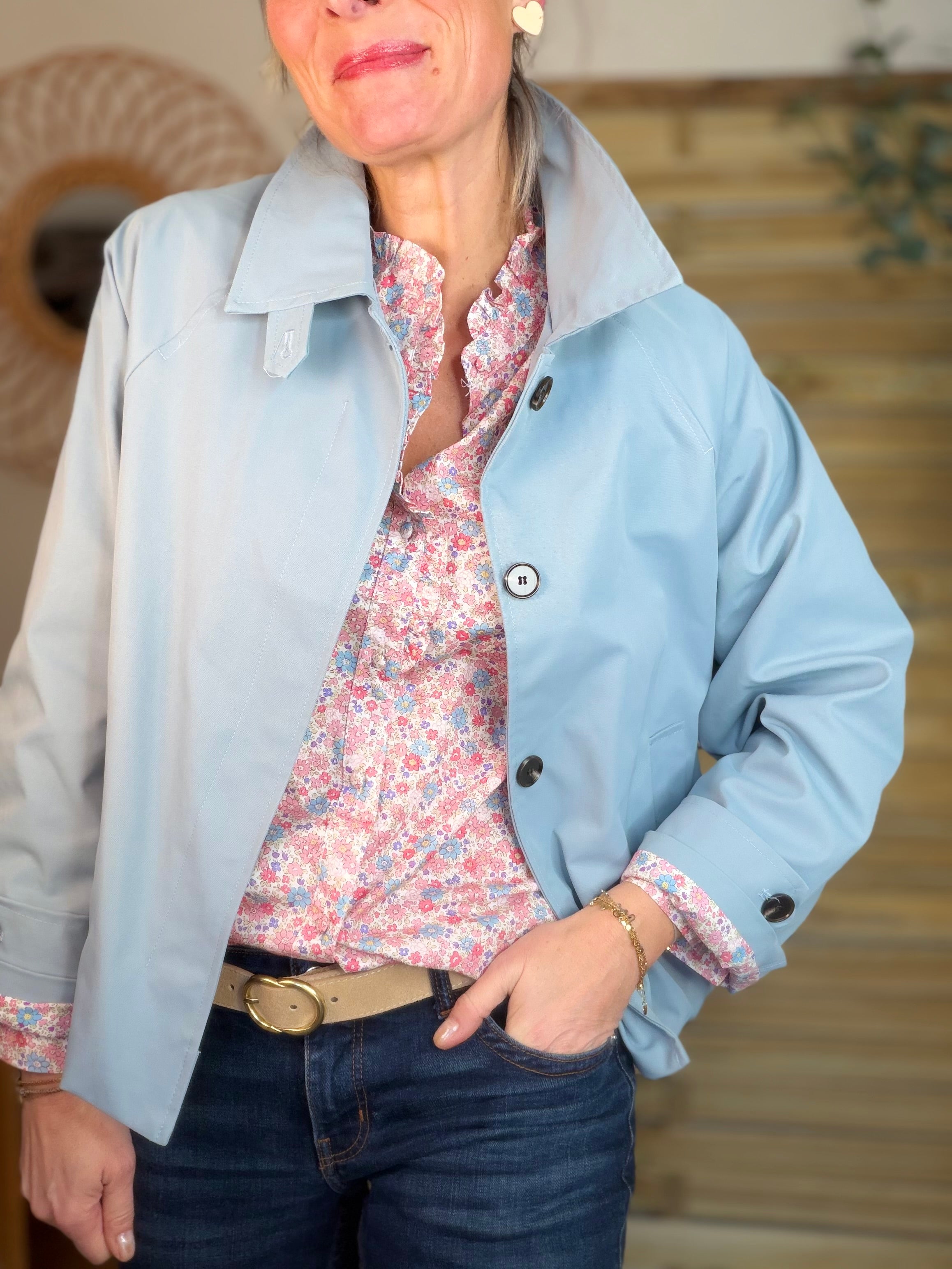 Veste Trench avec Liberty - MADELEINE Bleu ciel