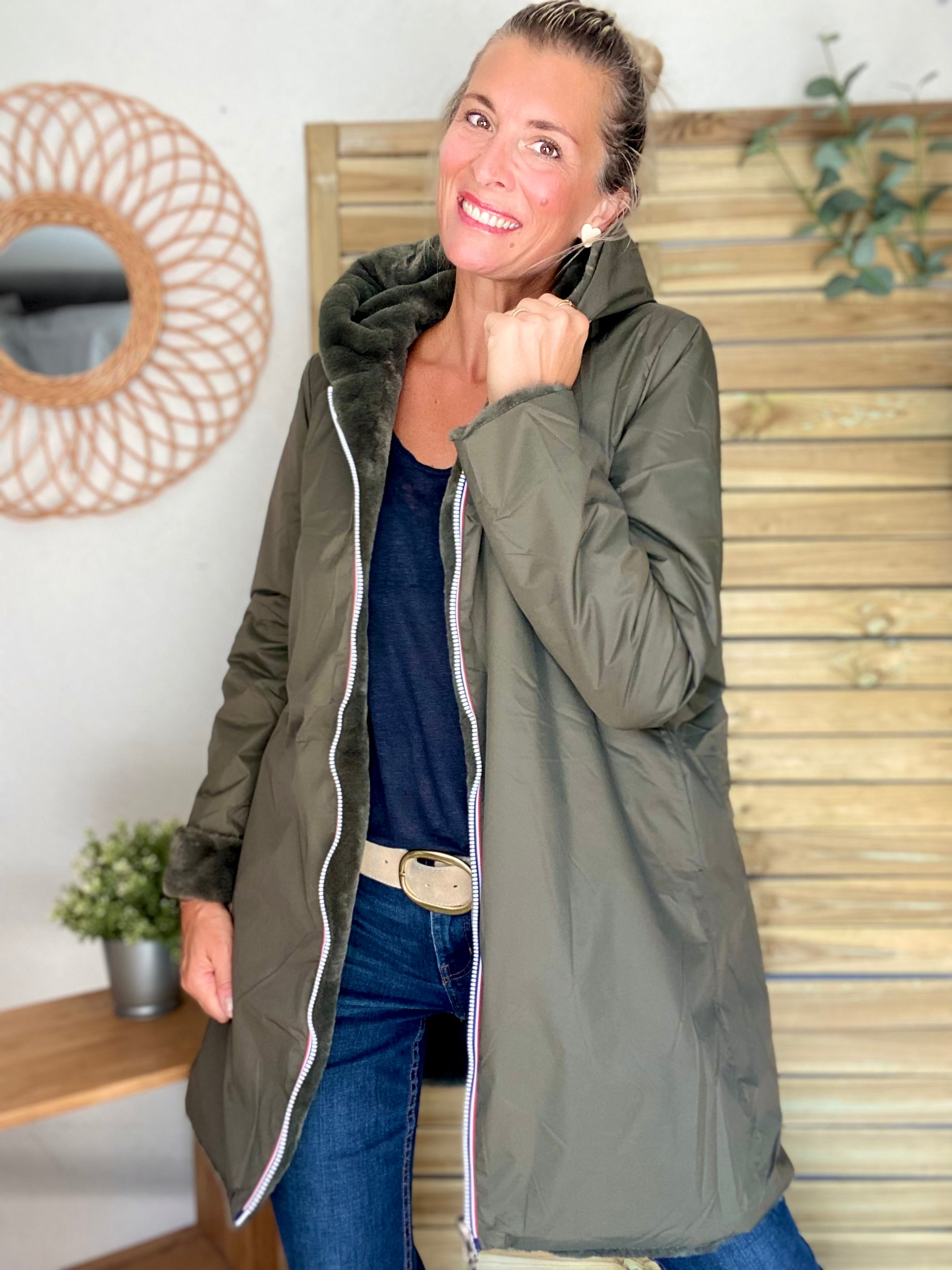 Parka Imperméable réversible fourrée Kaki / Kaki ALIX - LAURA JO