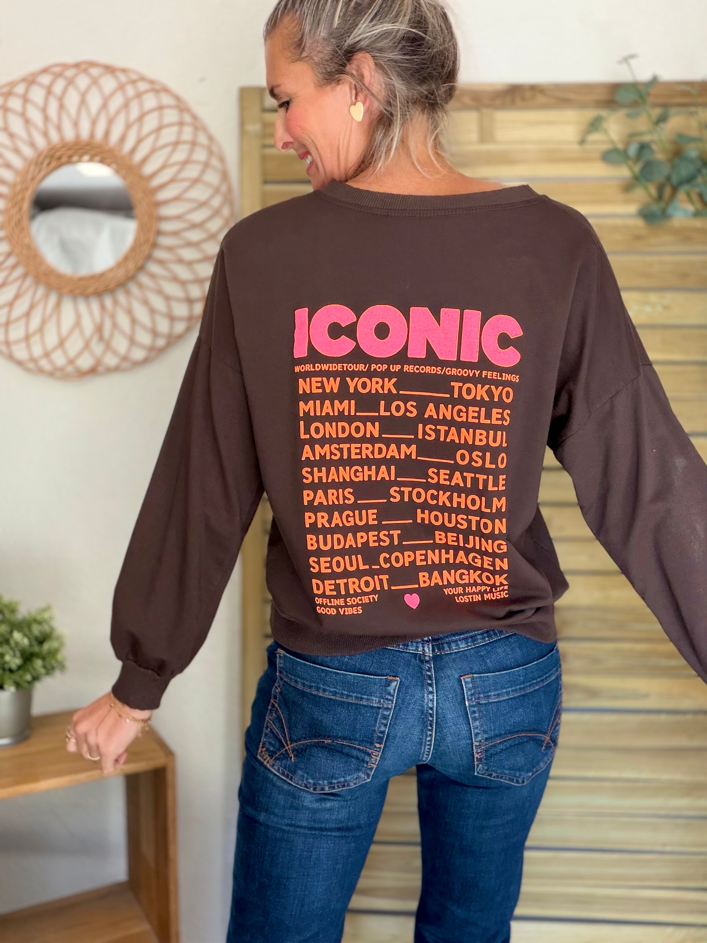 Sweat ICONIC léger 100% coton FAUSTINE Chocolat (taille 36 à 46)