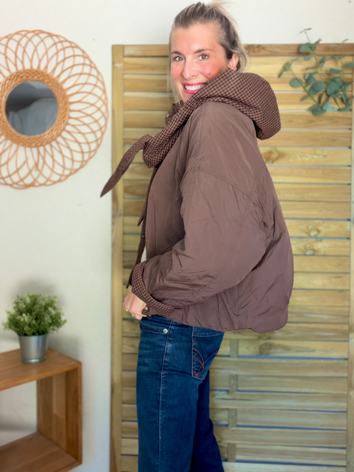 PRÉCOMMANDE (Expédition 22/10) • Veste matelassée capuche amovible réversible ODILE Chocolat