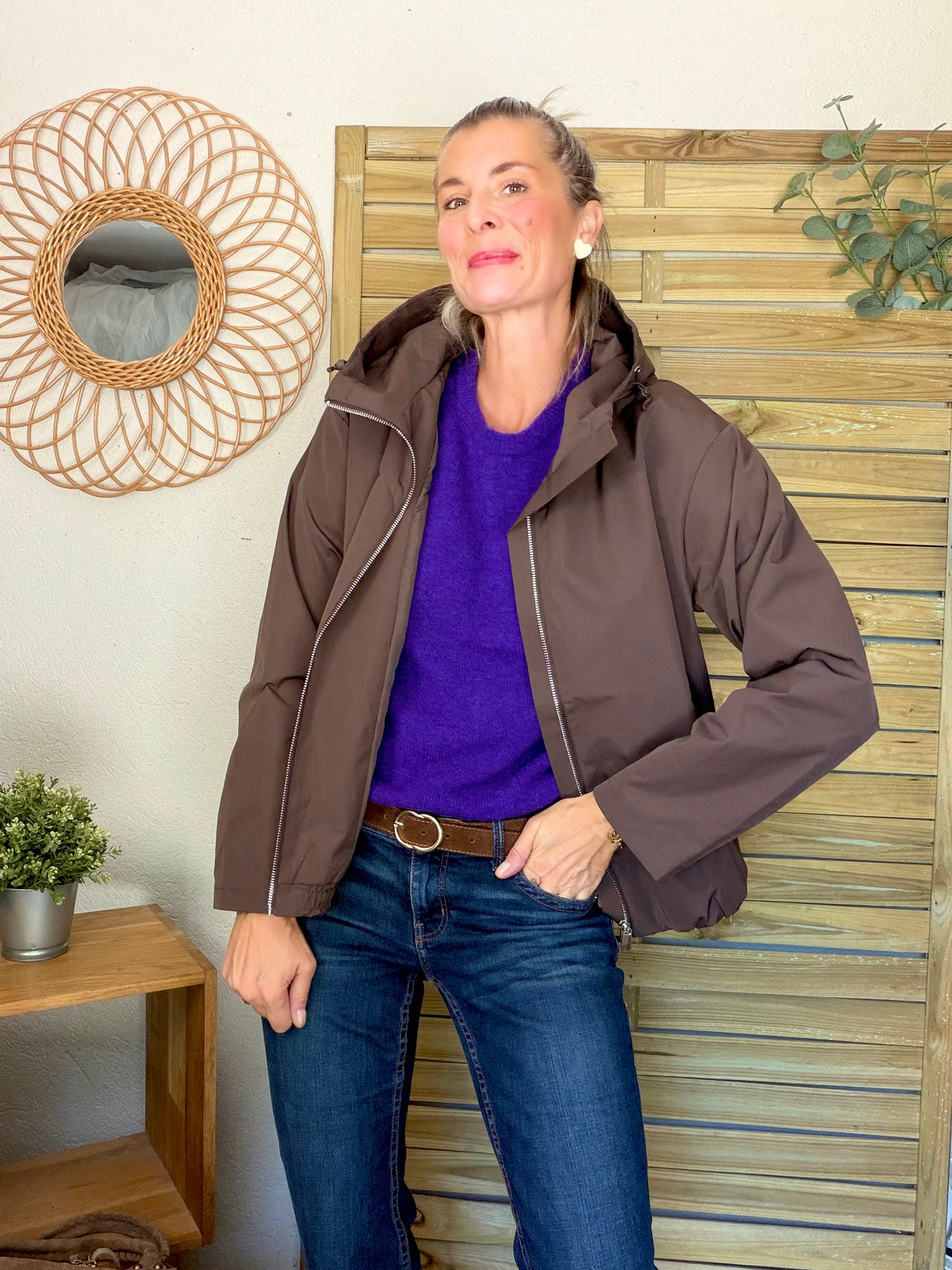 LAURA JO - Imperméable ÉLÉA court - Chocolat