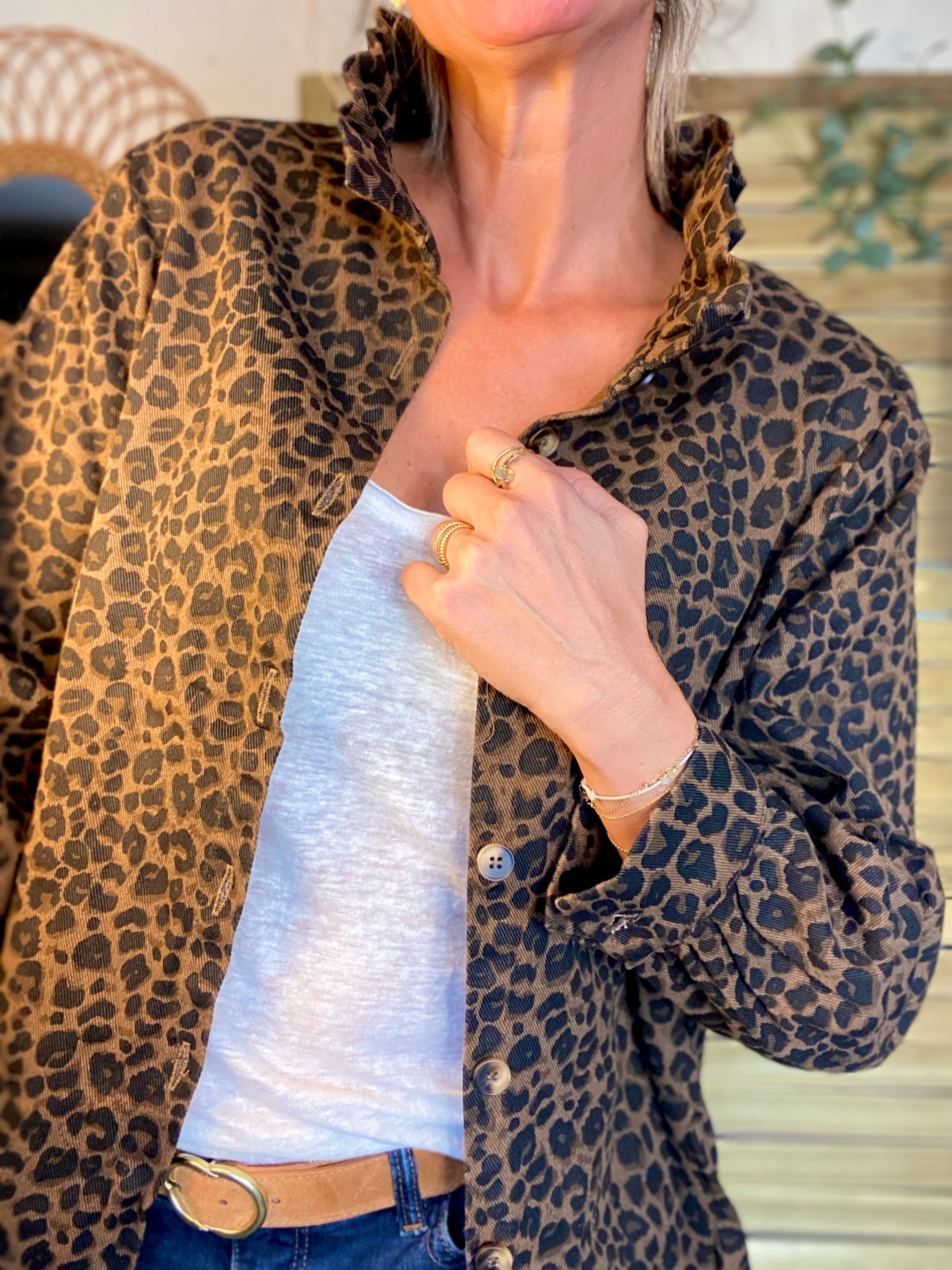 Veste / Chemise en coton, col victorien volanté LISA - Léo 🐆