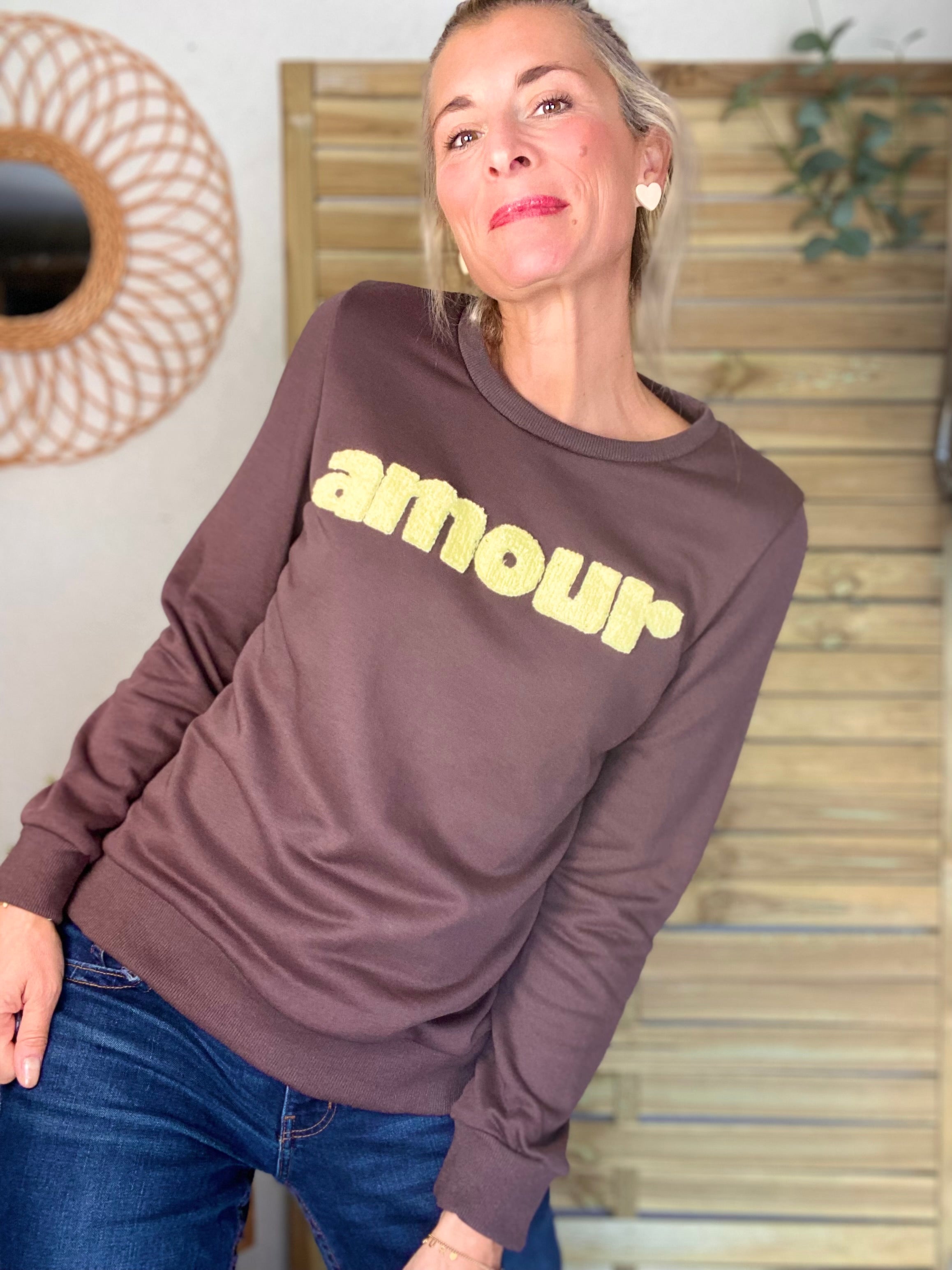 Sweat amour DORIA - Choco / Jaune