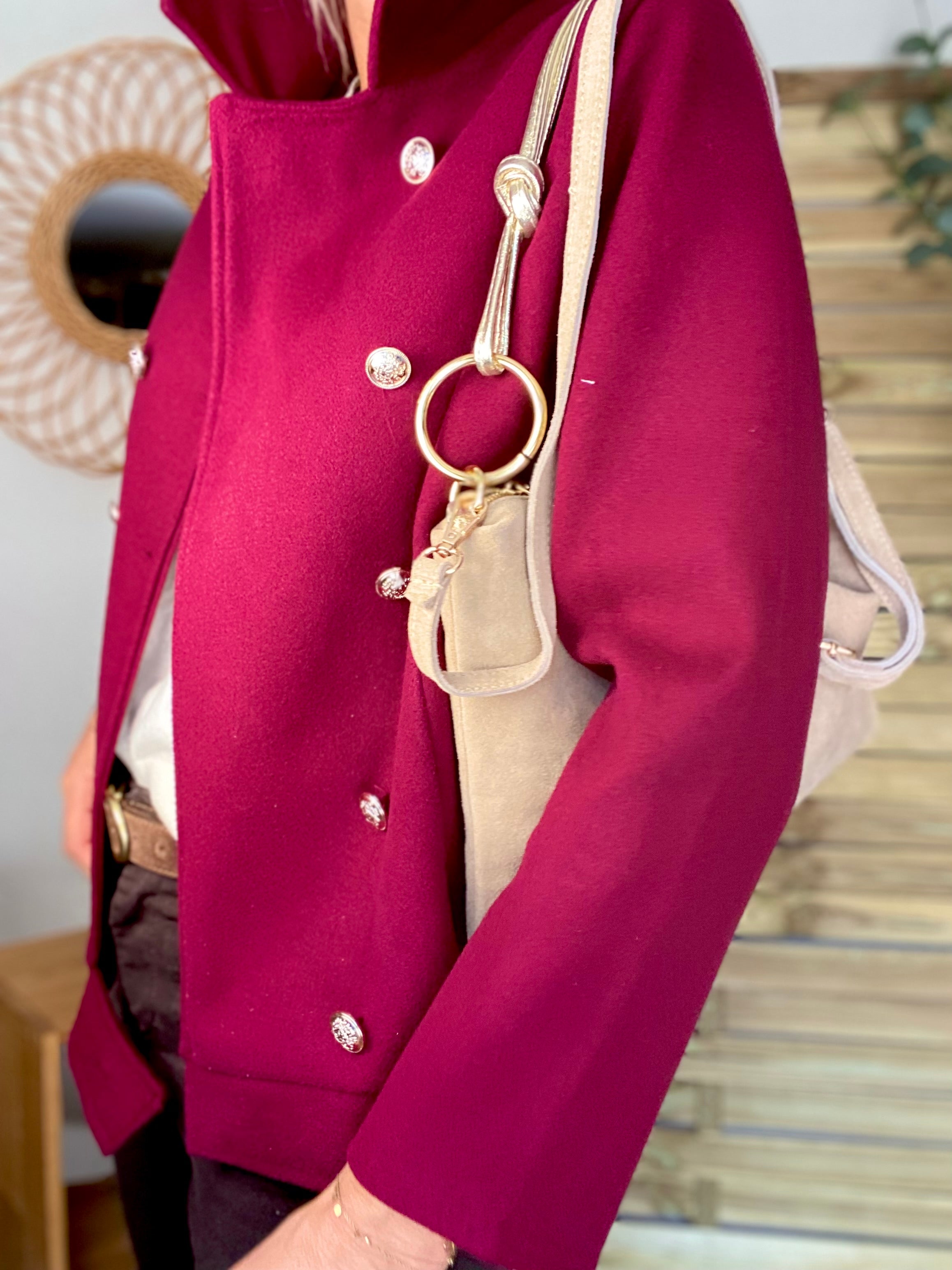 ⚡️PÉPITES FRIDAY - Sac en cuir daim 2 bandoulières (or et beige) - Beige - PACEY